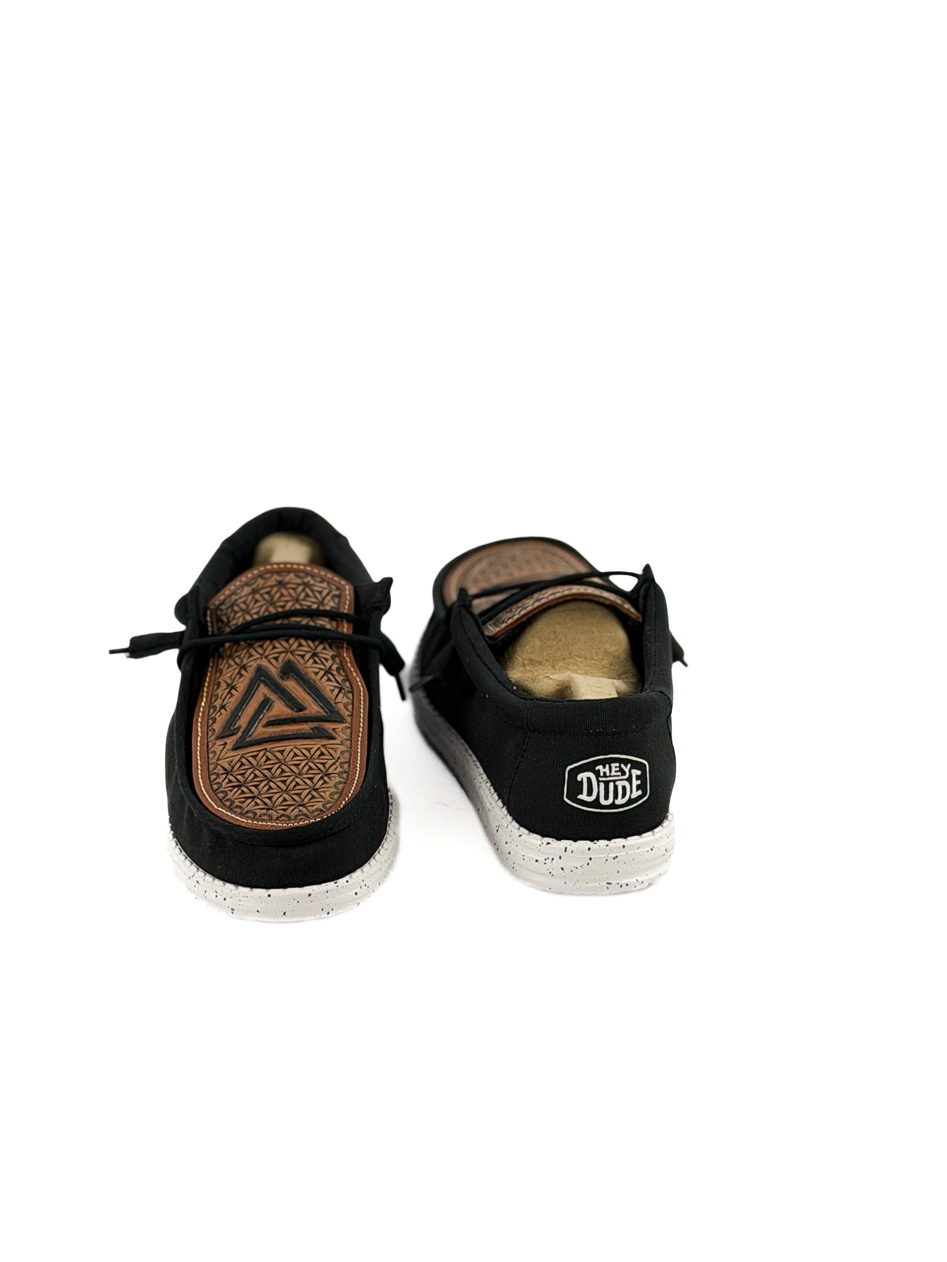 black hey dudes with hand tooled piedreros logo