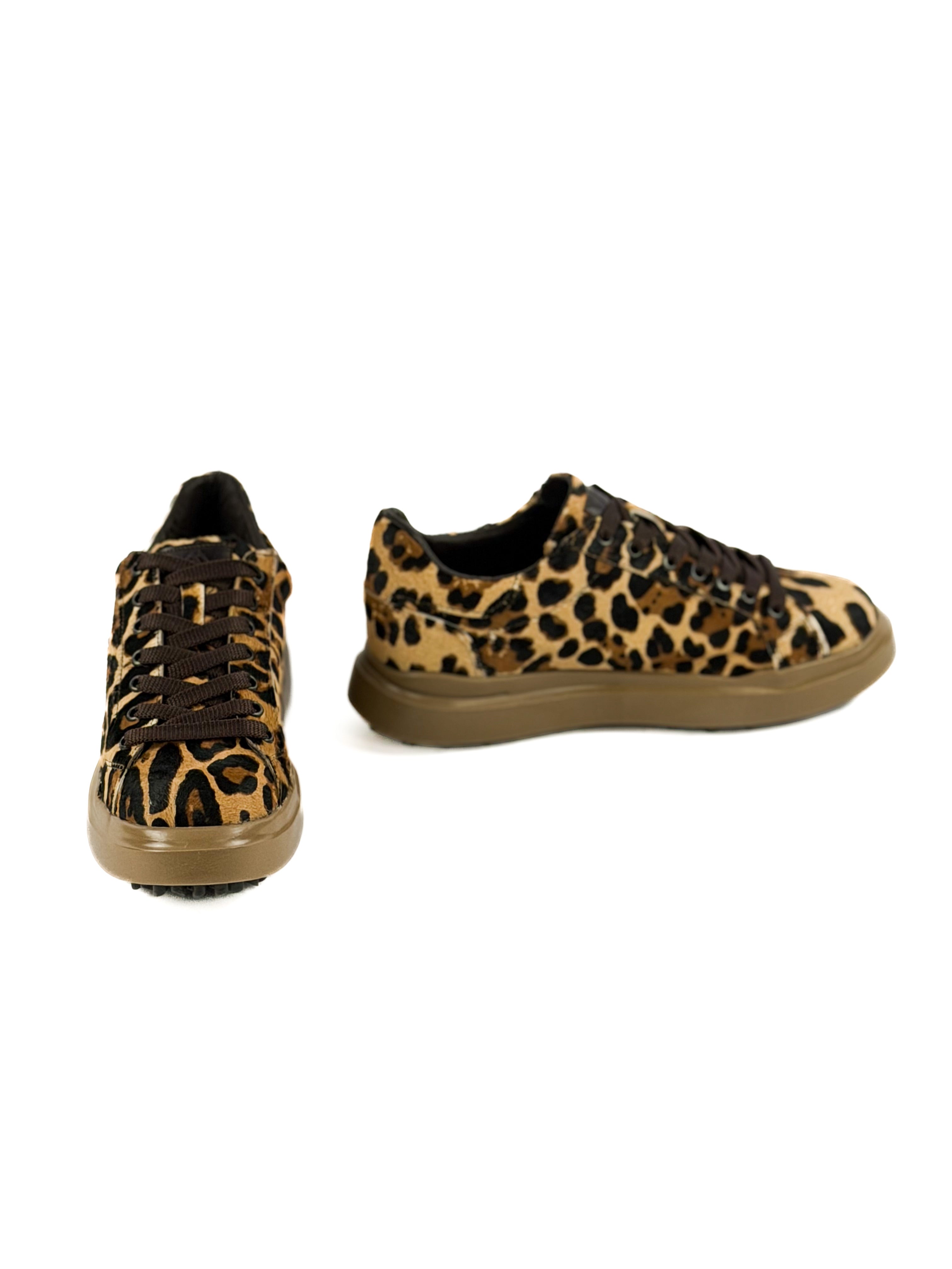 Italian Leopard hide sneakers with shoe laces