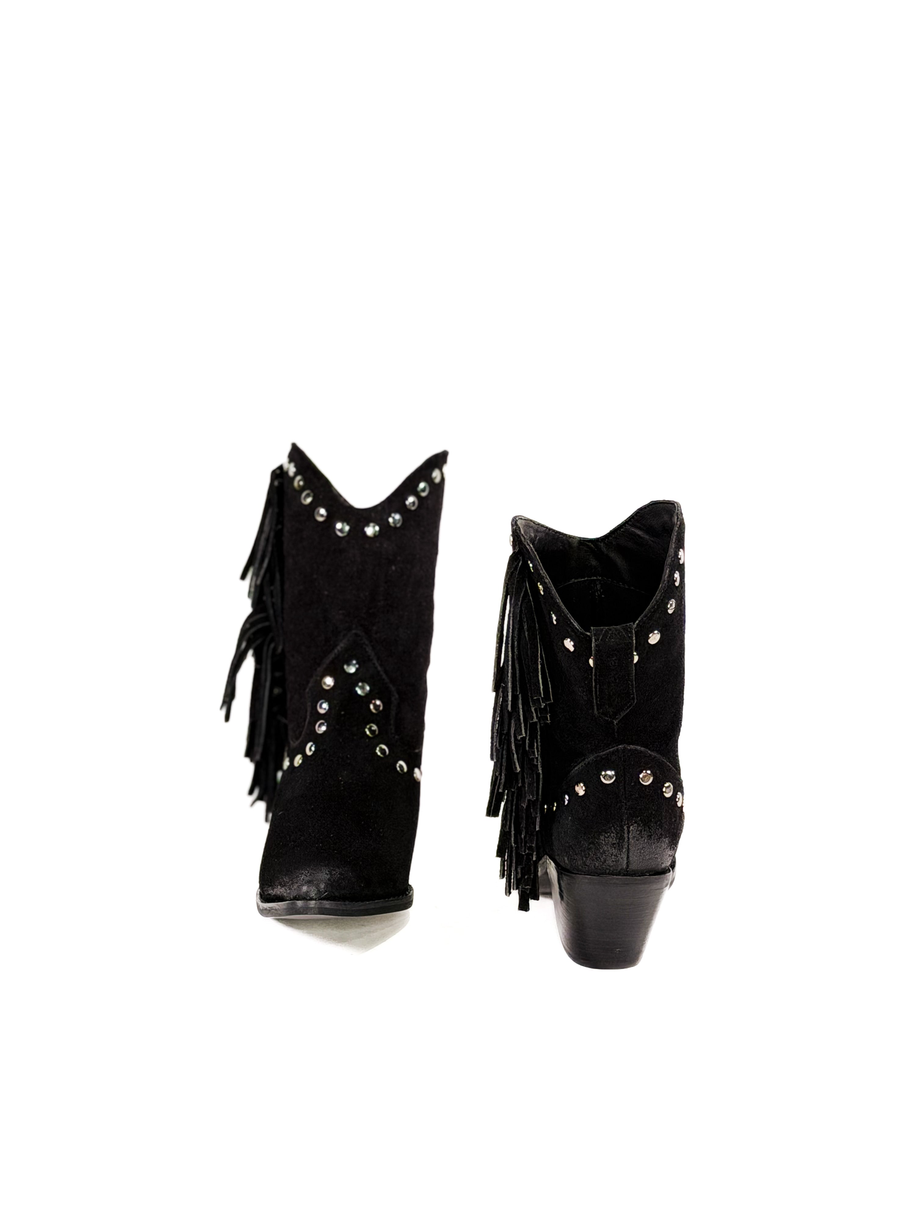 Black Suede cowgirl snip toe boots