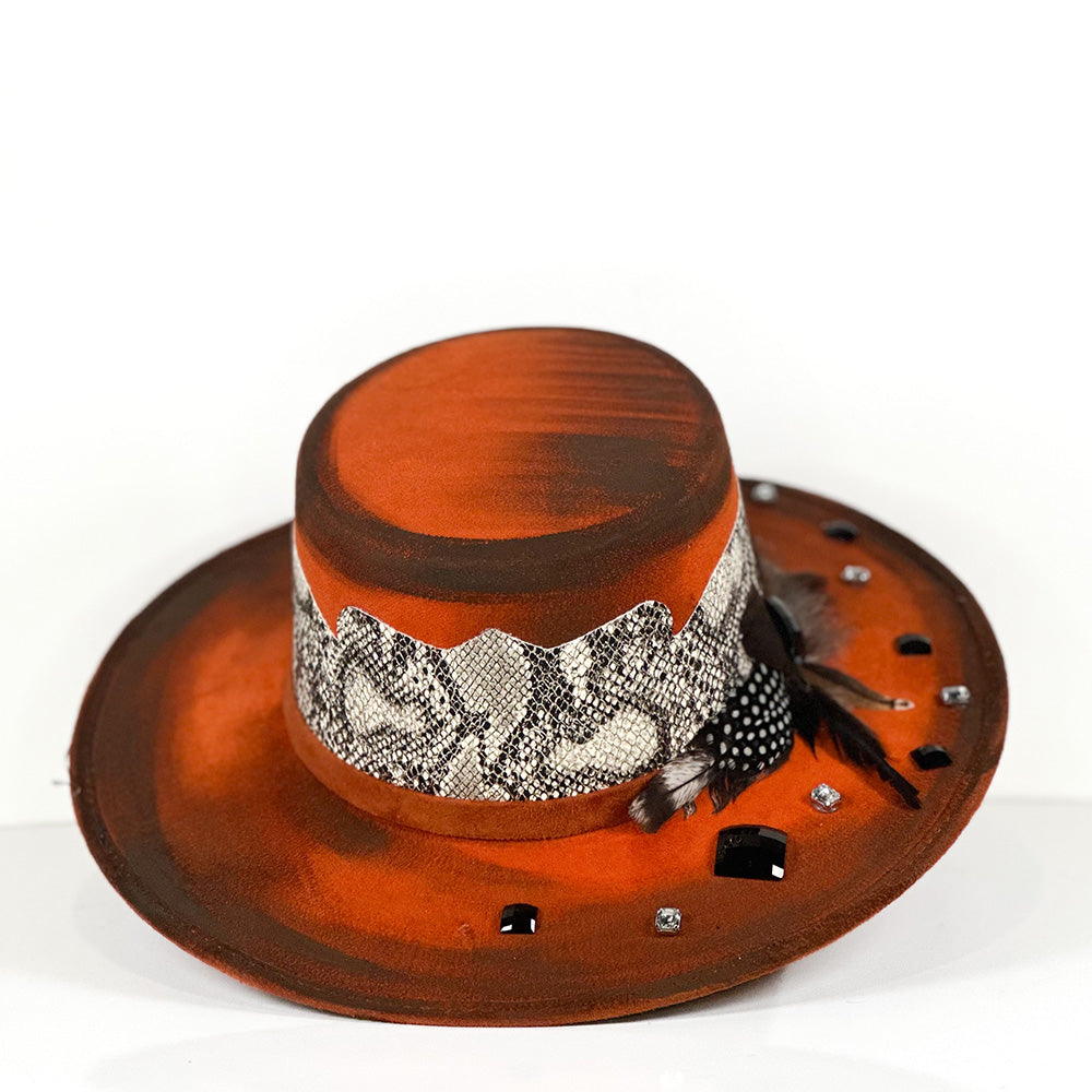 Orange Snake’s Hat — detail shot of Cuadra Piedreros cap
