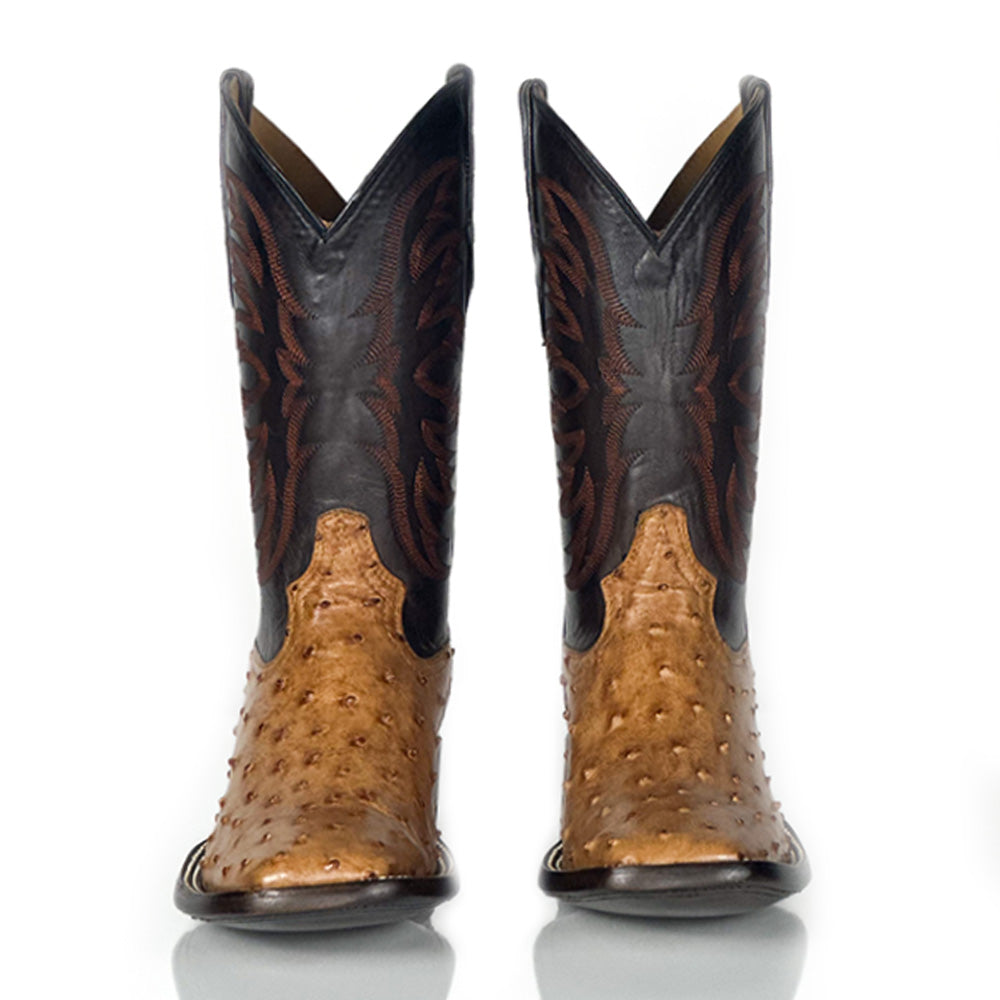 Ostrich- Whiskey Boot — detail shot of handmade ostrich boots