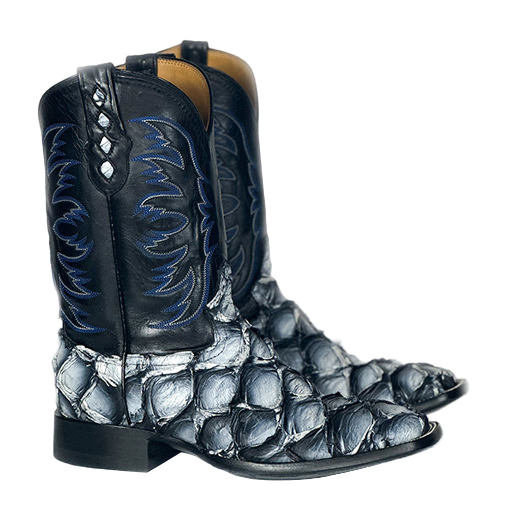 Pirarucu Fish -Orca Blue Boot — handmade pirarucu boots by Cuadra Piedreros