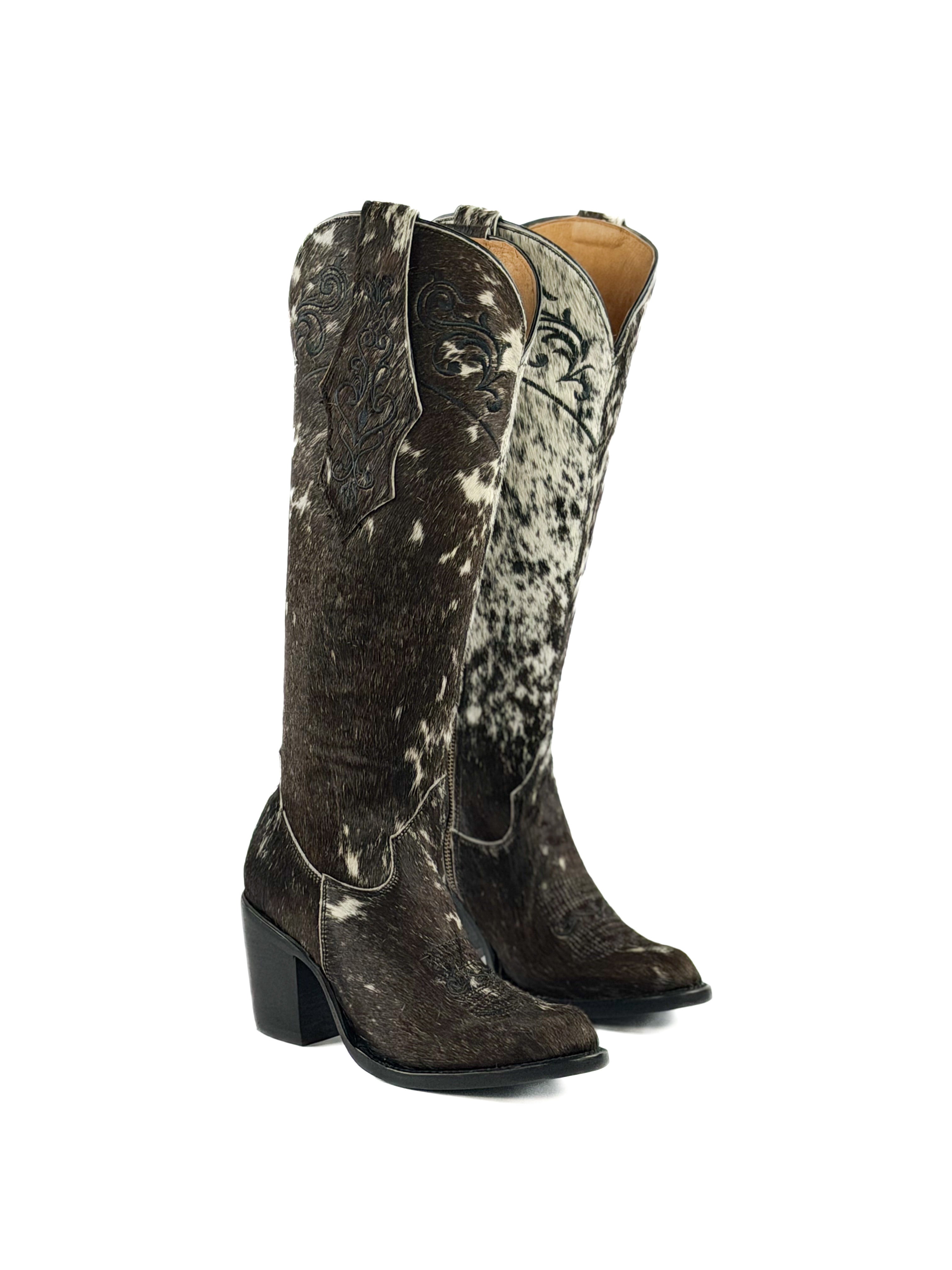 Women's Round Toe Cowhide Boots