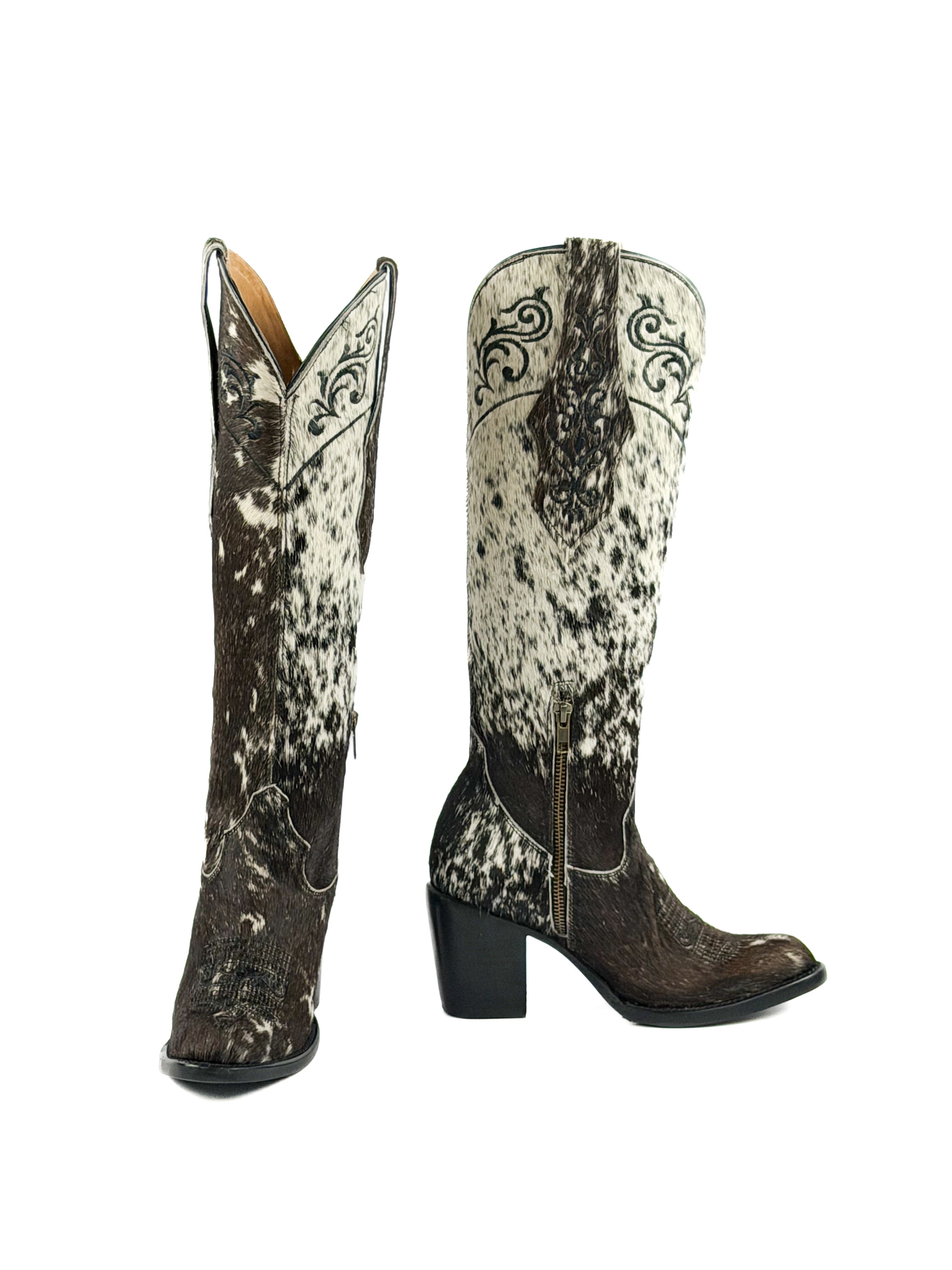 Women's Round Toe Cowhide Boots