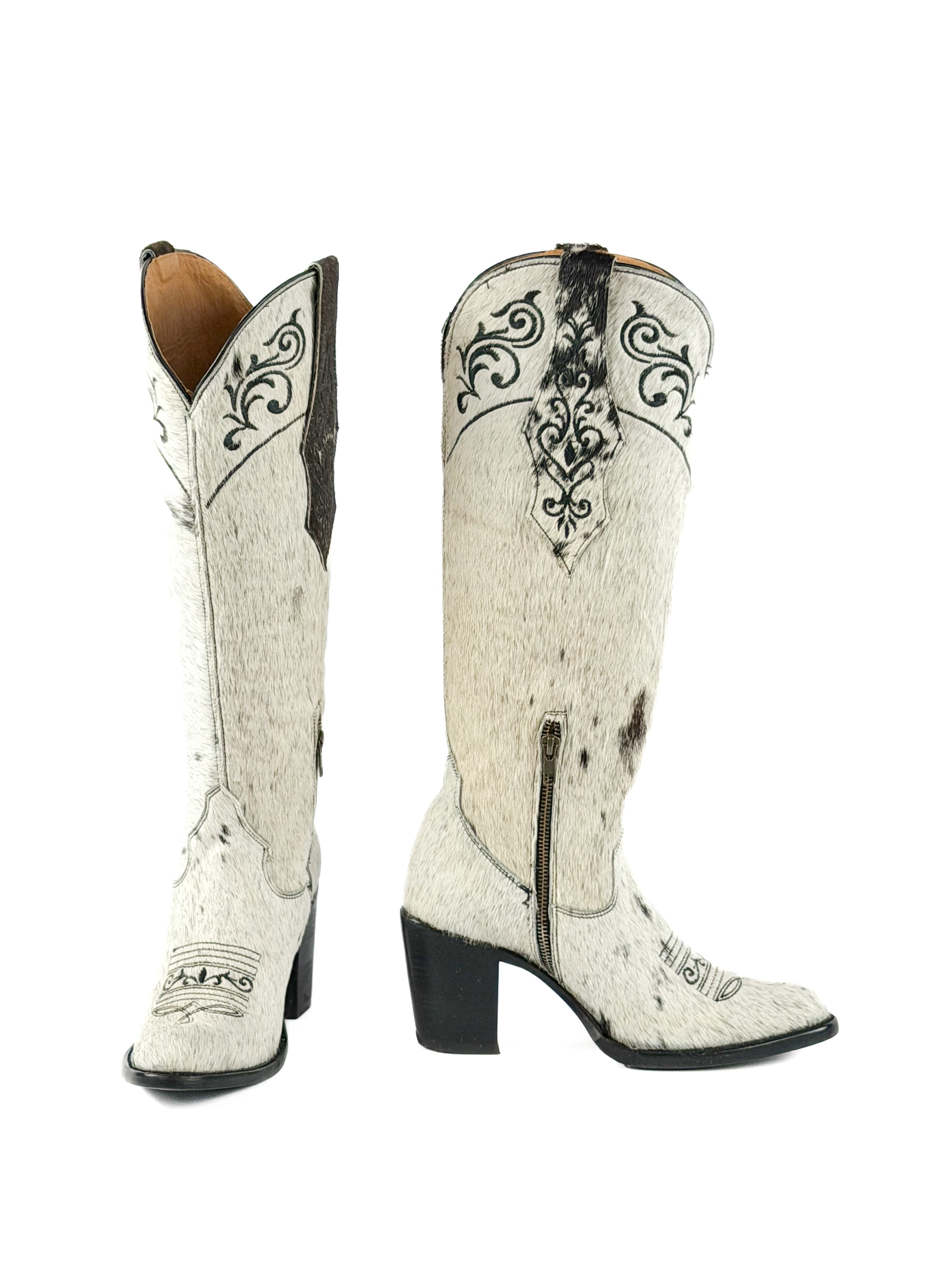 Women's Round Toe Cowhide Boots