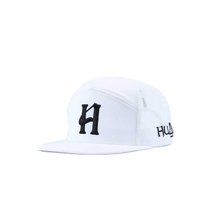 white mesh cap with black humble logo