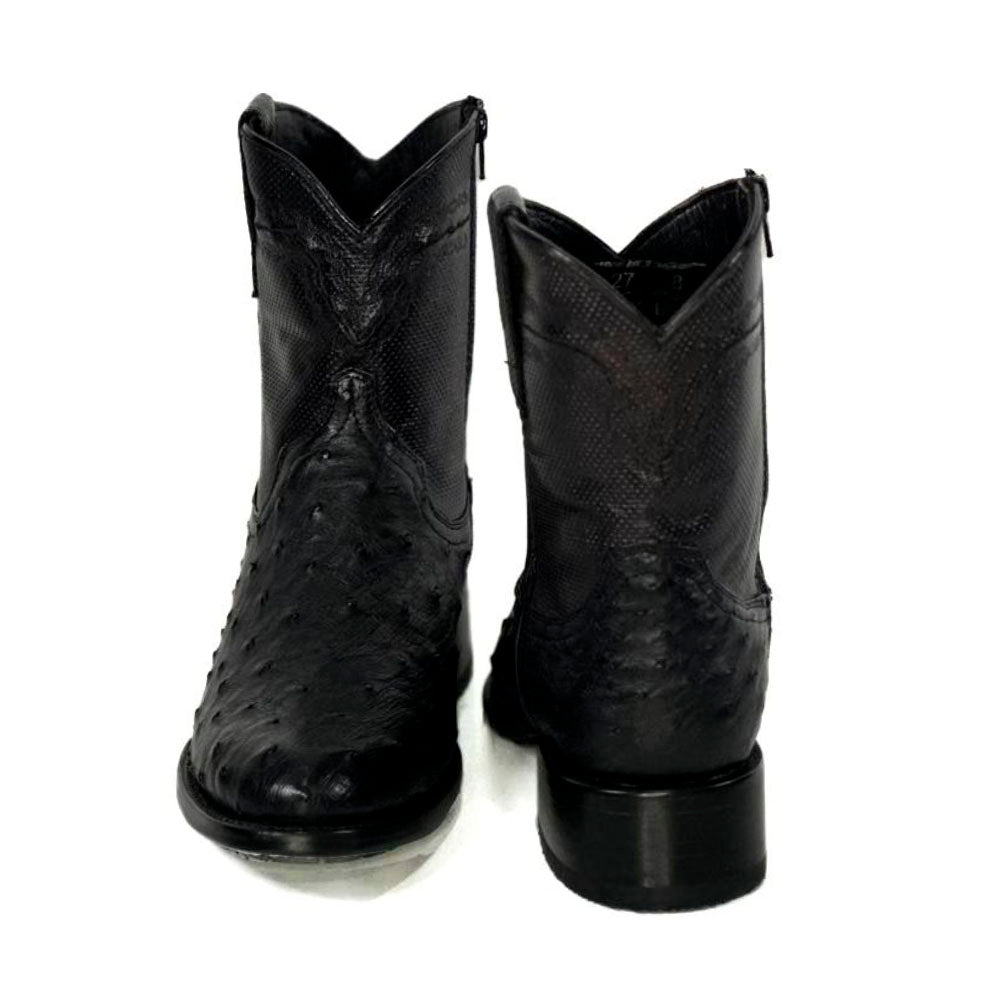 Black Dust Rider Booties — angled view of handmade western boots