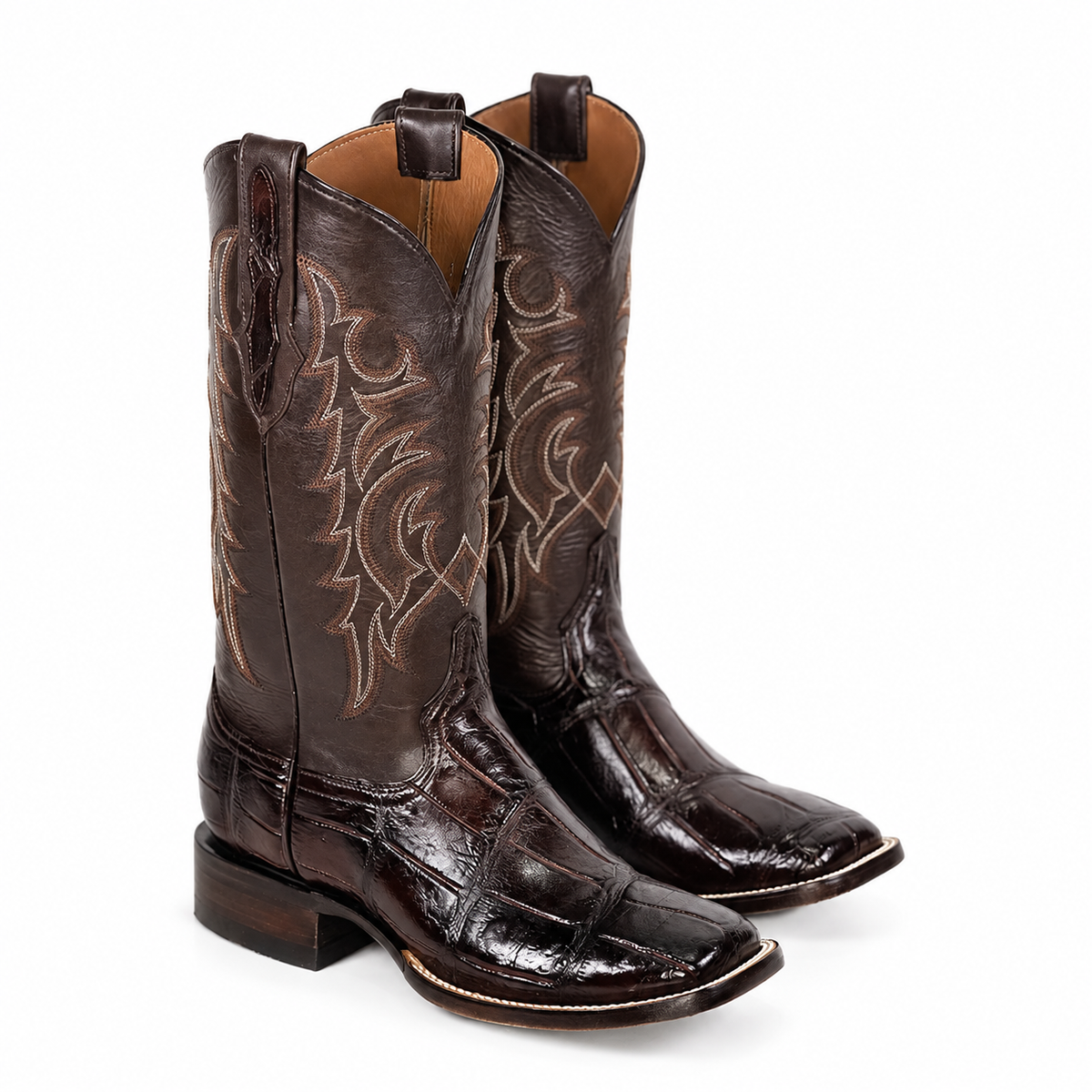 The Andice — Alligator Square Toe Men's Cowboy Boot, detail view