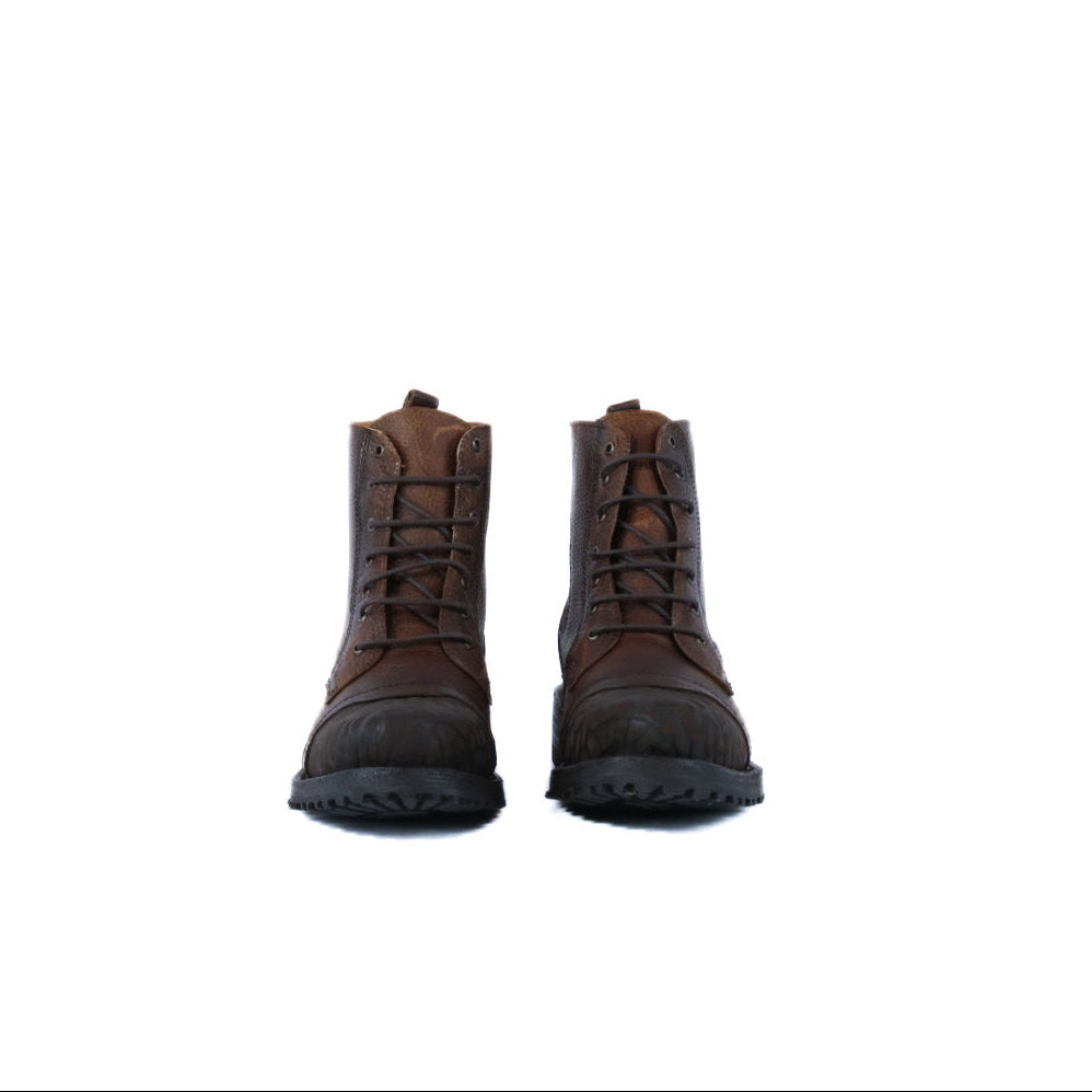 brown leather shoelace ankle boots