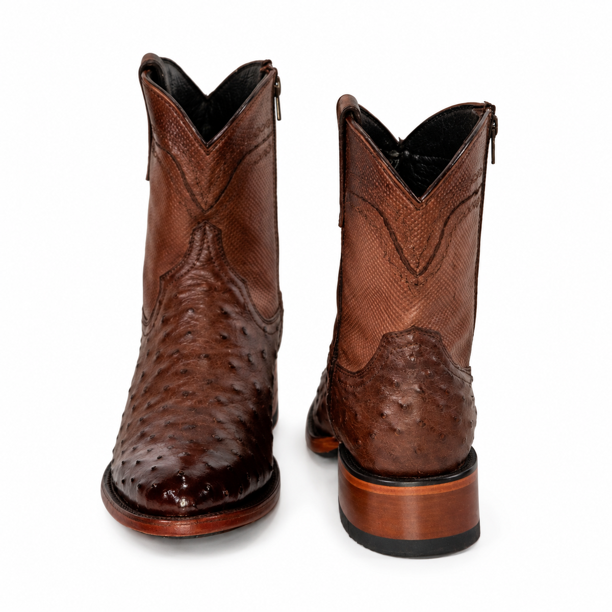 The Detmold — Ostrich Round Toe Men's Cowboy Boot, angled view