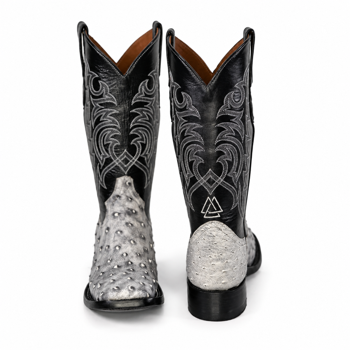 The Maxdale — Ostrich Square Toe Men's Cowboy Boot, front and side view