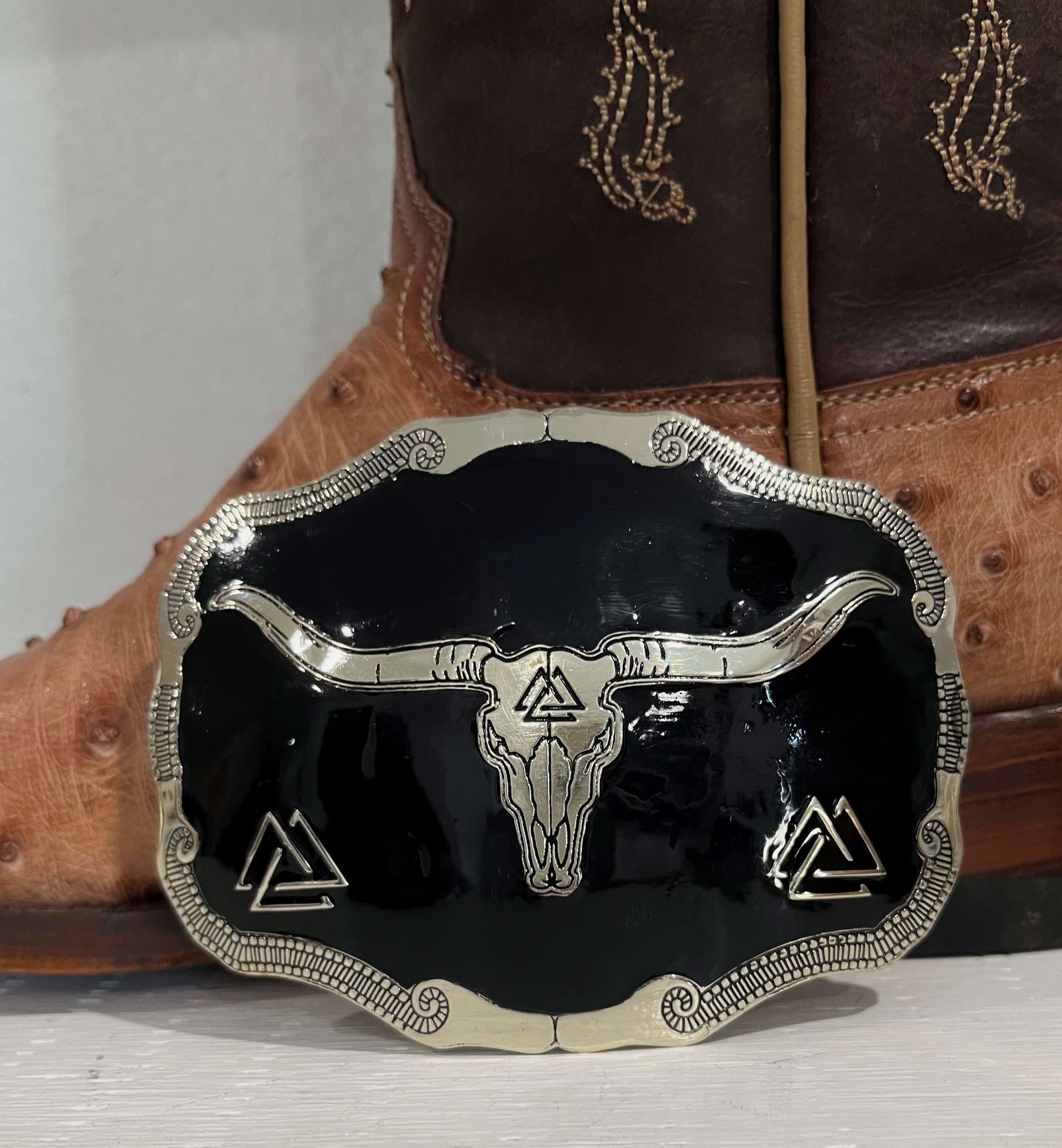 ONYX LONGHORN BUCKLE — side view