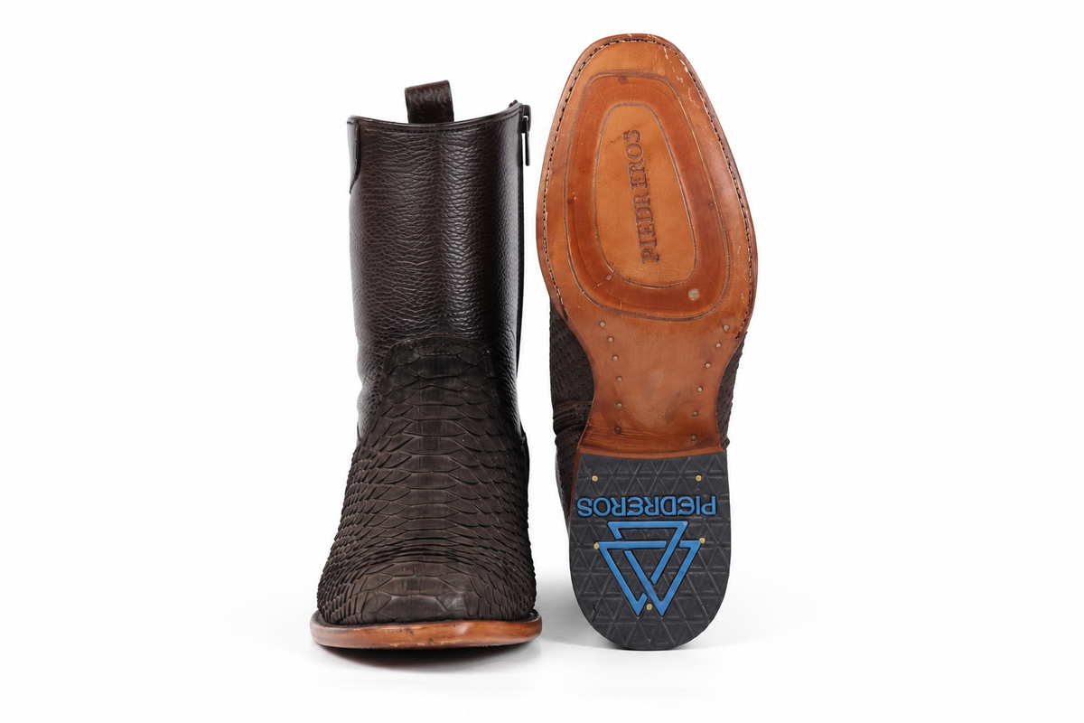 The Marfa Python Nobuck Zip Roper - Brown
