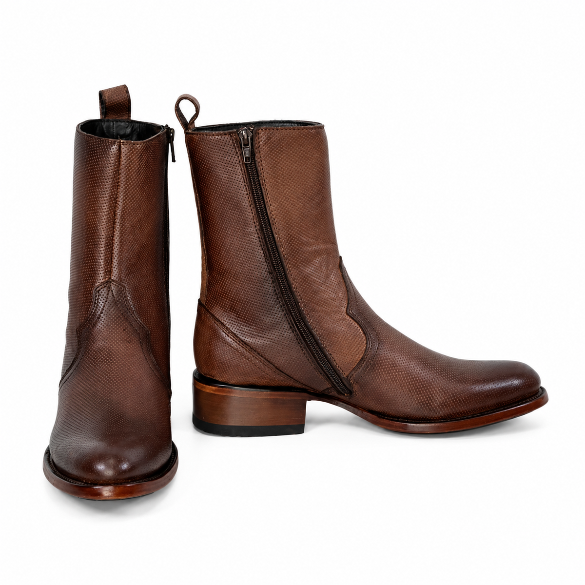 The Moody — Leather Round Toe Men's Cowboy Boot, front and side view