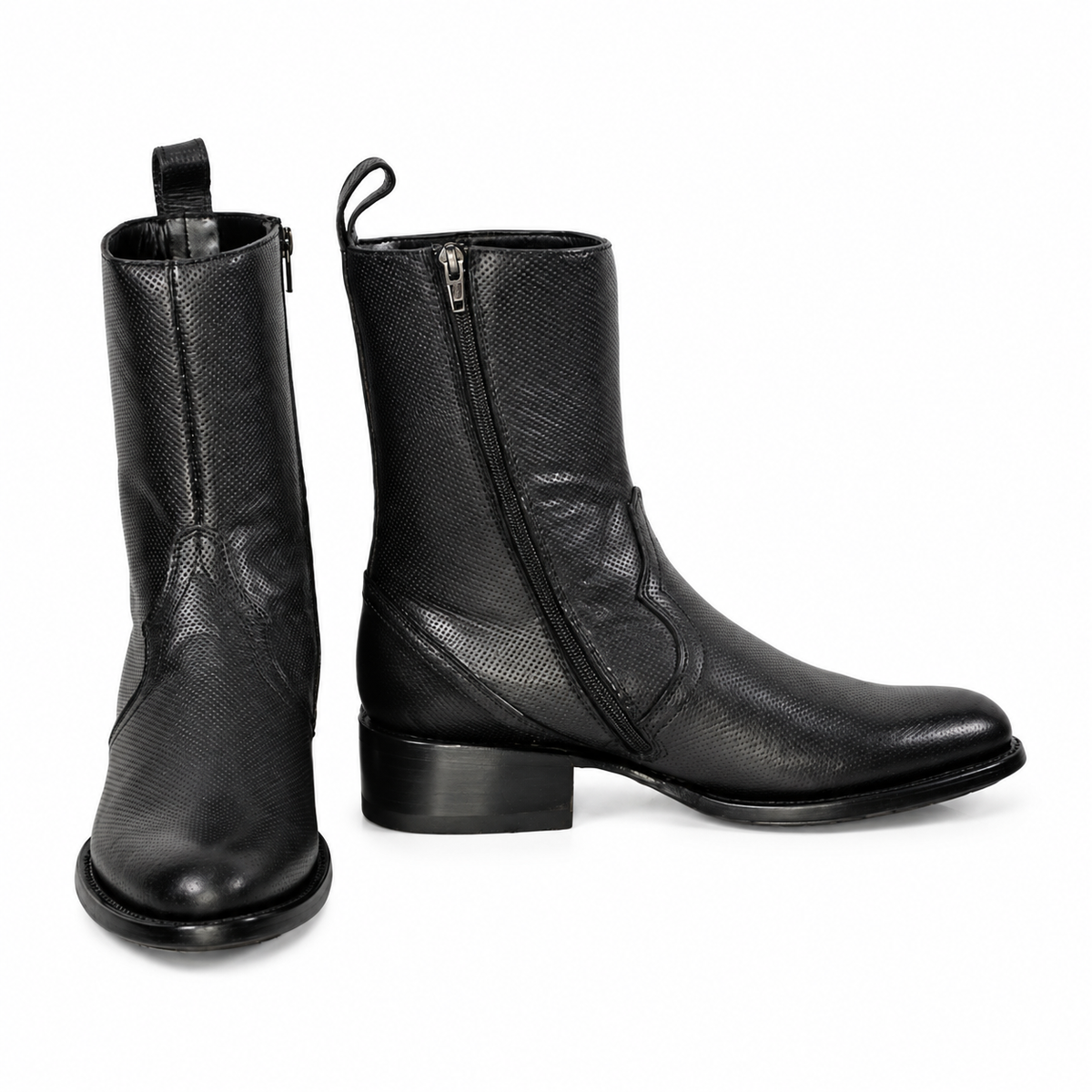 The Moody — Leather Round Toe Men's Cowboy Boot, angled view