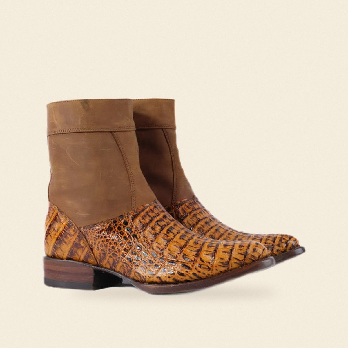 The Fulshear — Leather Square Toe Men's Cowboy Boot, front and side view
