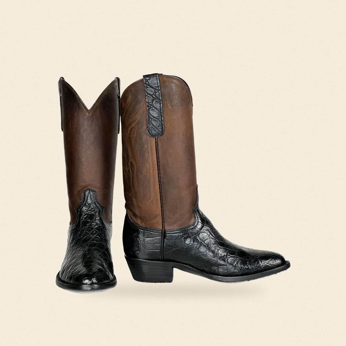 The Briggs — Alligator Men's Cowboy Boot, front and side view