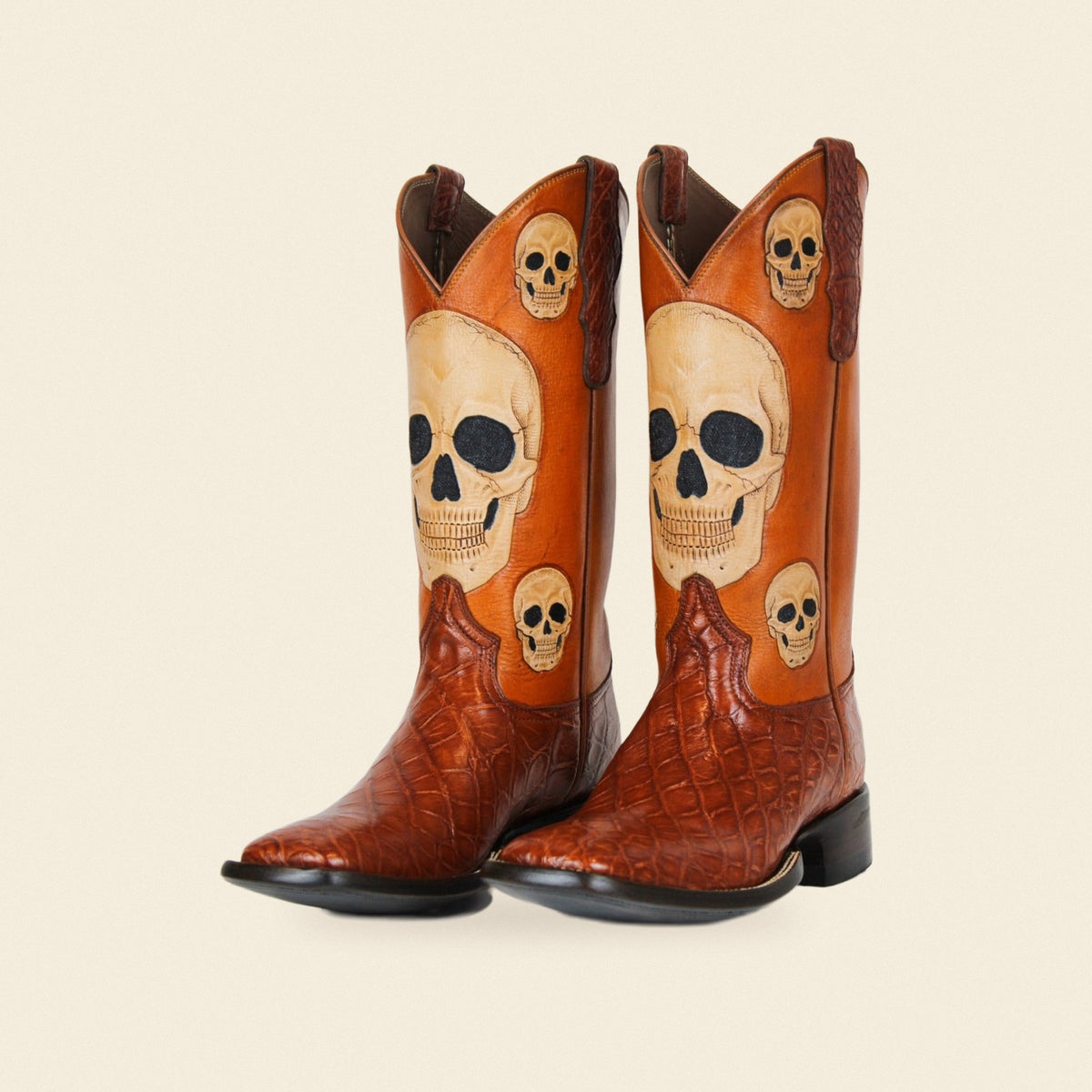 The Catrin — Alligator Men's Cowboy Boot, front and side view