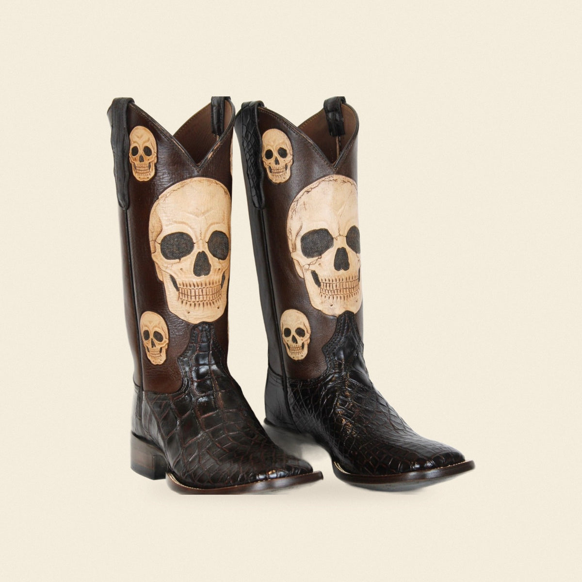 The Catrin — Alligator Men's Cowboy Boot, front and side view