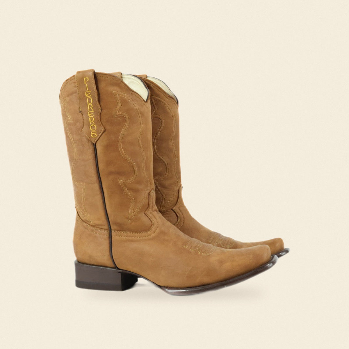 The Hungerford — Goat Leather Square Toe Men's Cowboy Boot, front and side view