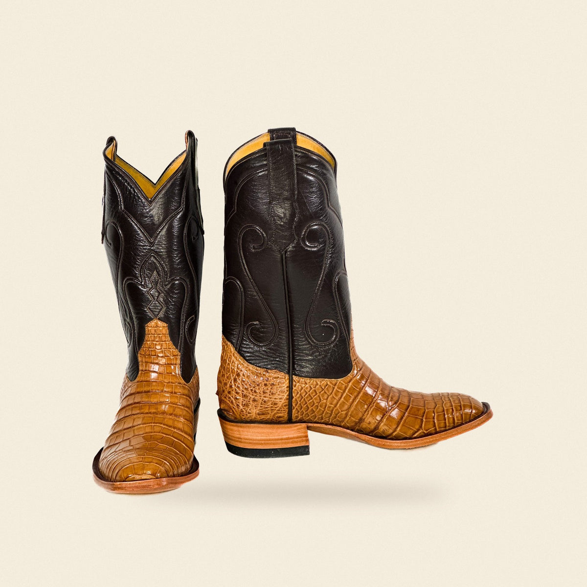 The Fairfield — Alligator Square Toe Men's Cowboy Boot, front and side view