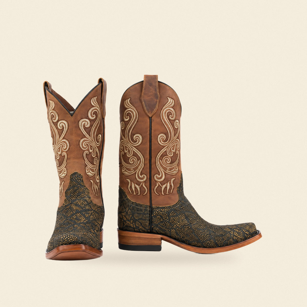 The Yoakum — Elephant Men's Cowboy Boot, front and side view