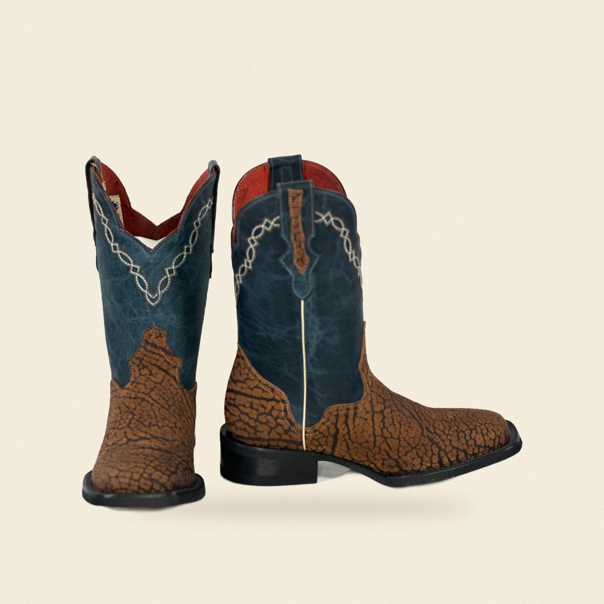 The Harper — Leather Square Toe Men's Cowboy Boot, front and side view