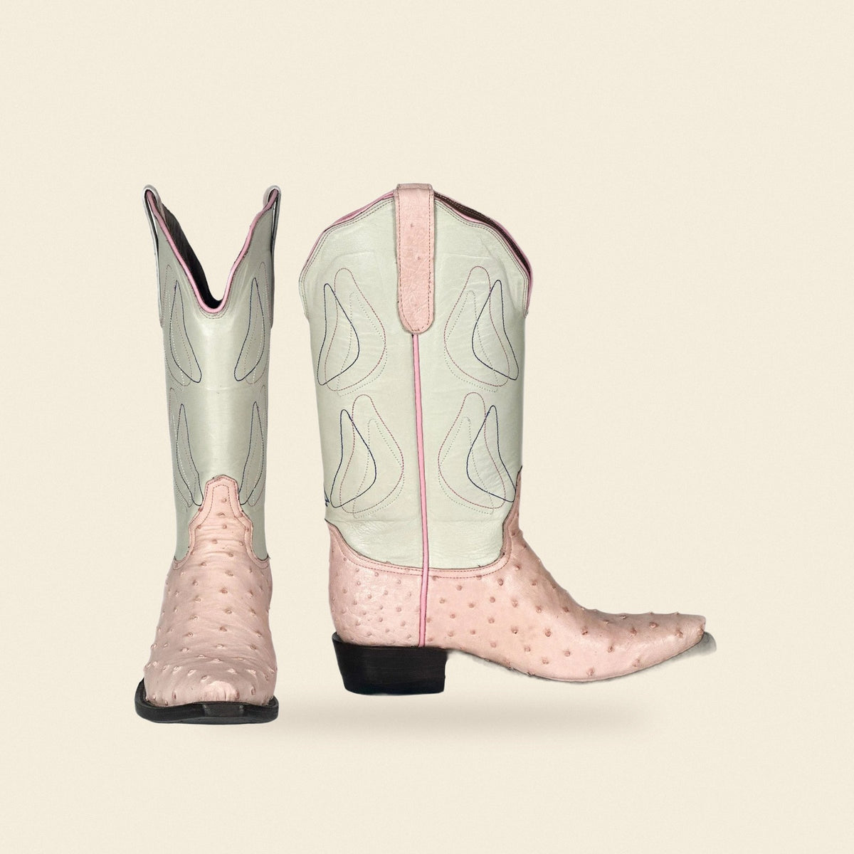 The Adriana — Ostrich Snip Toe Women's Cowboy Boot, front and side view