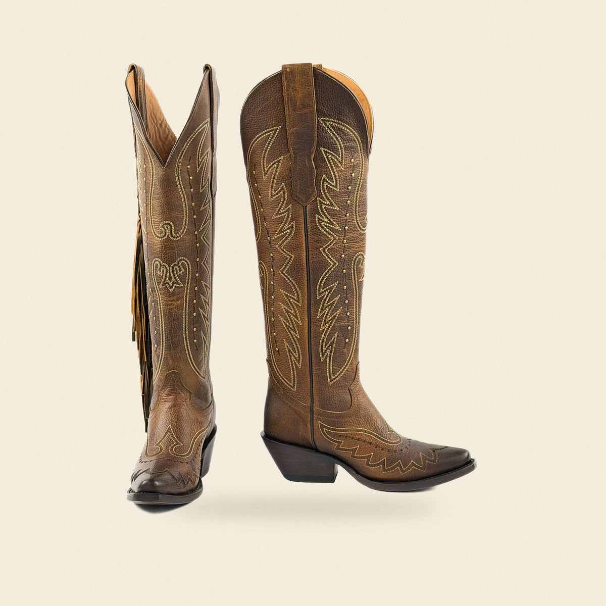 The Regina — Leather Women's Cowboy Boot, front and side view