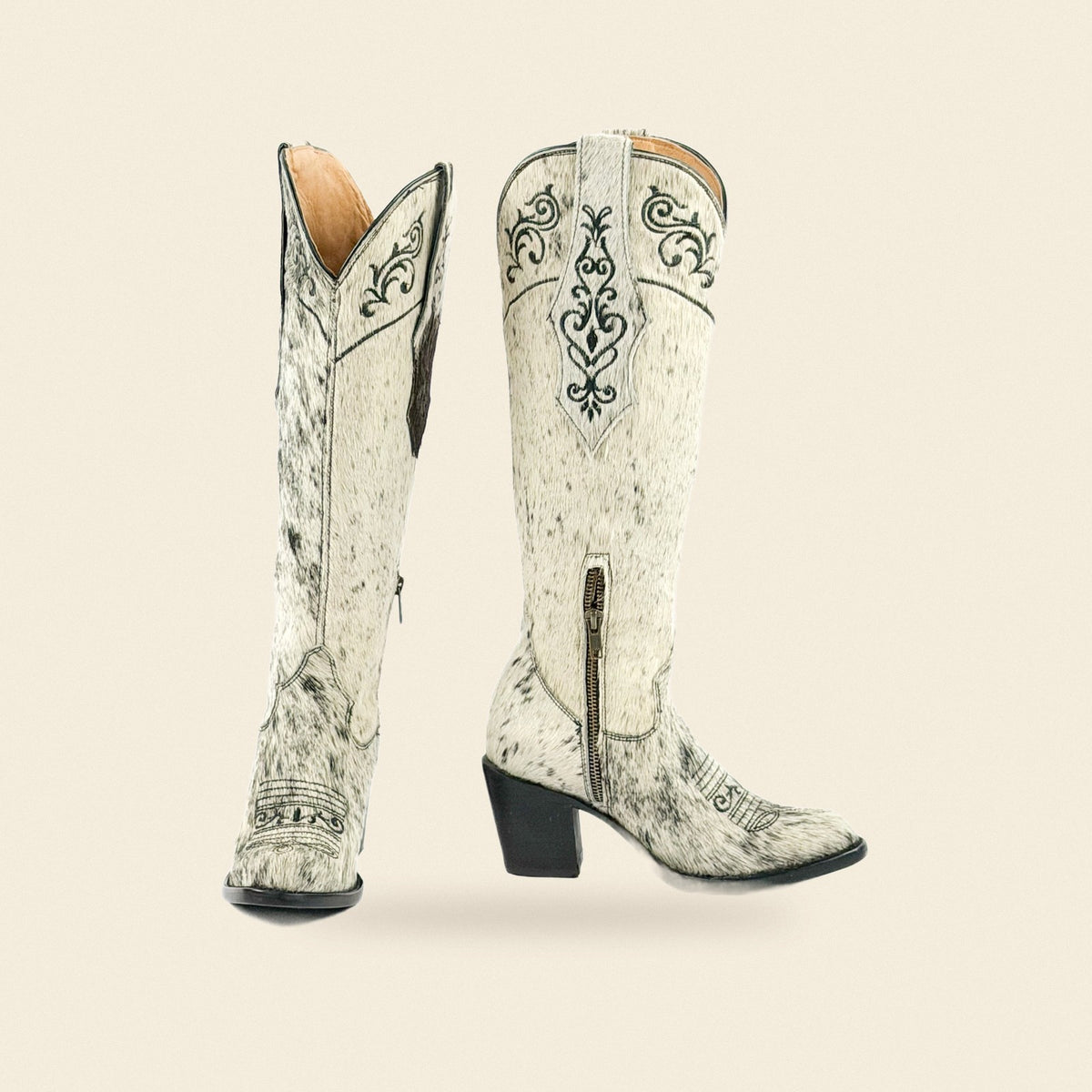 The Paloma — Cowhide Women's Cowboy Boot, front and side view