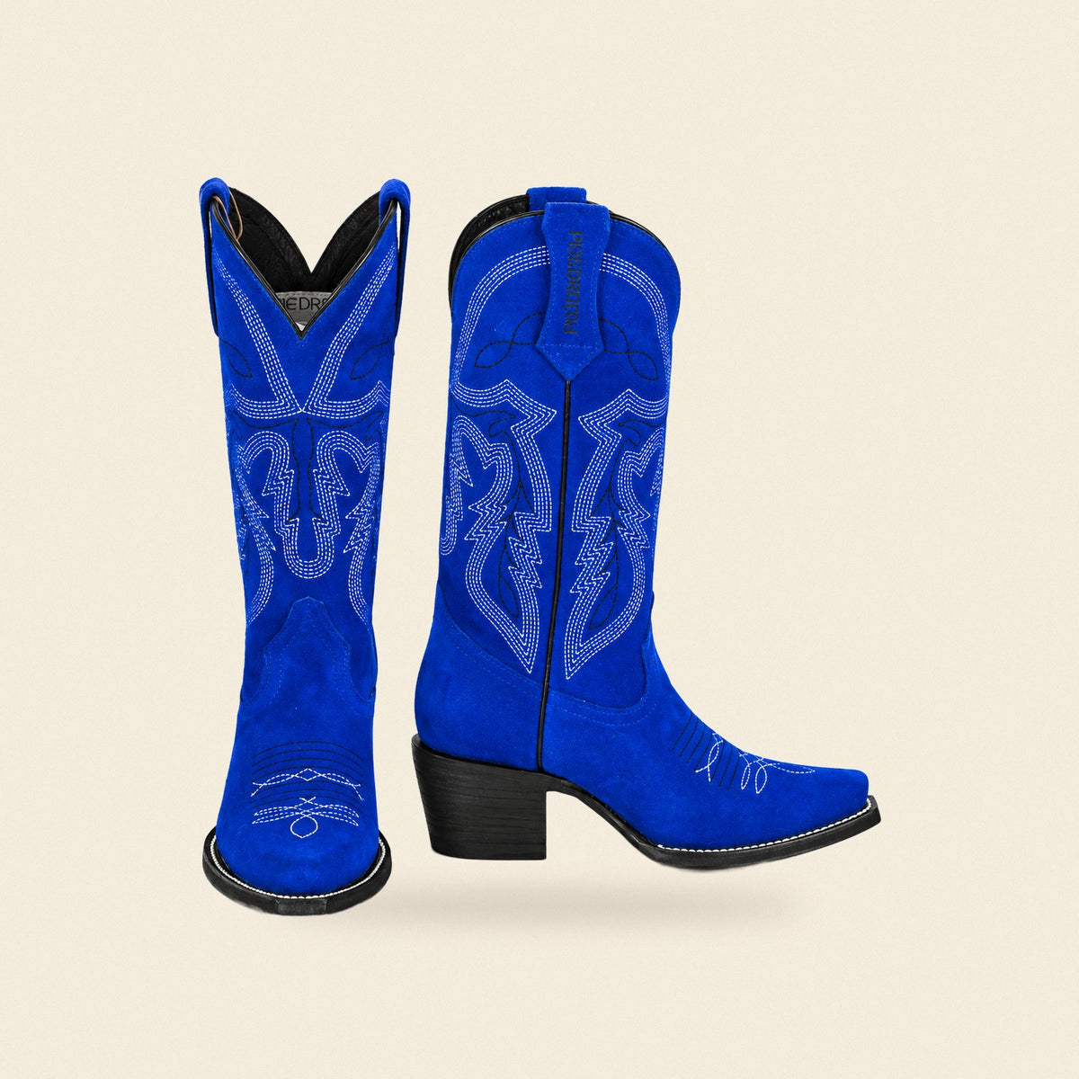 The Sophia — Leather Women's Cowboy Boot, front and side view