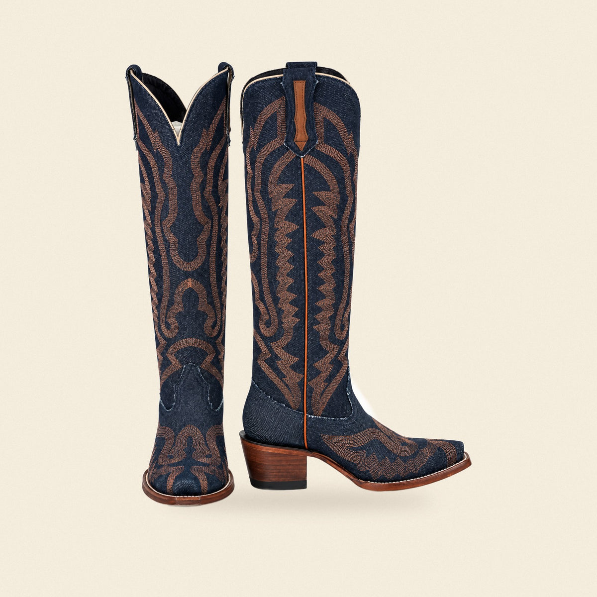 The Mariana — Leather Round Toe Women's Cowboy Boot, front and side view