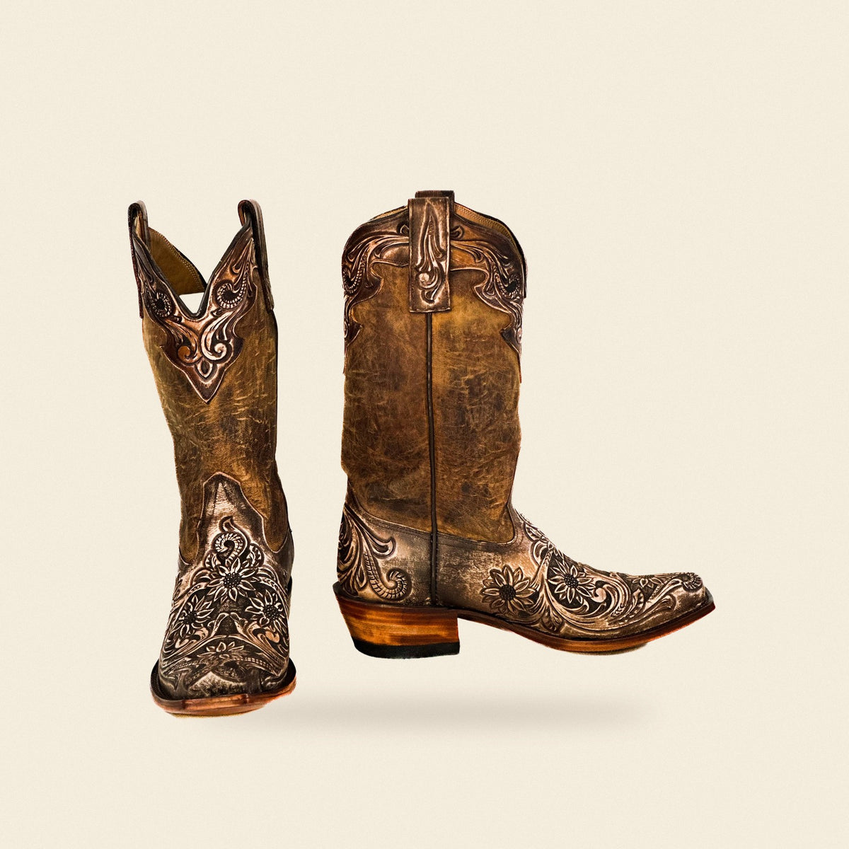The Thrall — Goat Leather Snip Toe Men's Cowboy Boot, front and side view