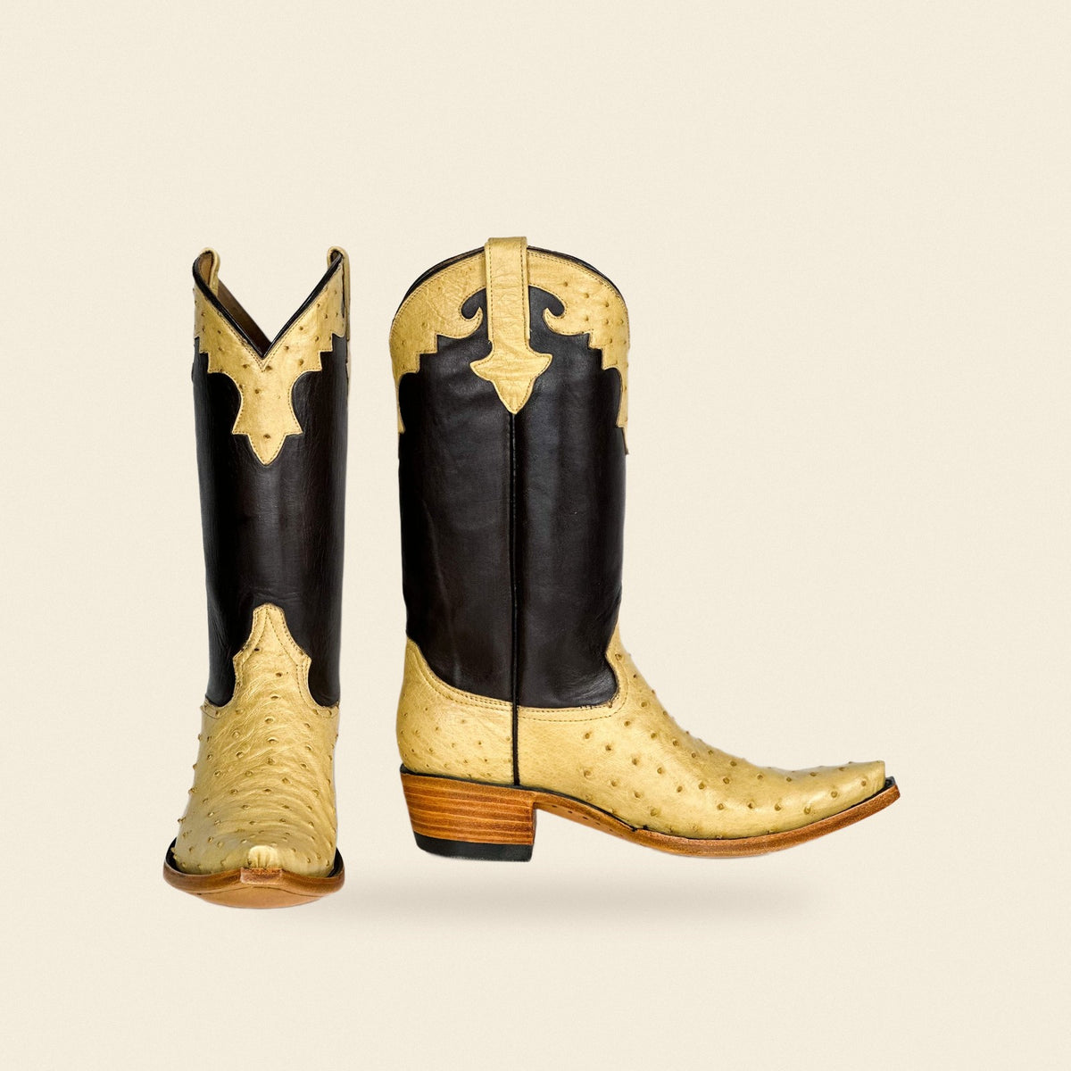 The Daniela — Ostrich Snip Toe Women's Cowboy Boot, front and side view