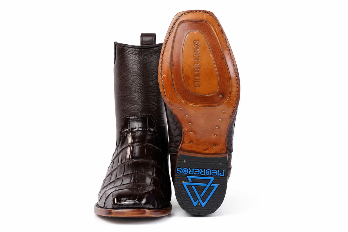 The Terlingua Morelet Crocodile Zip Roper - Brown