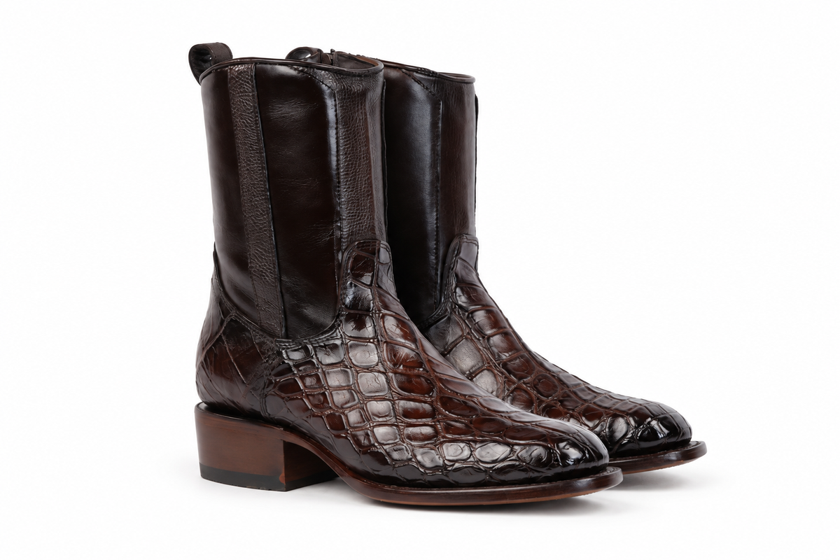 The Zapata Alligator Zip Roper - Brown