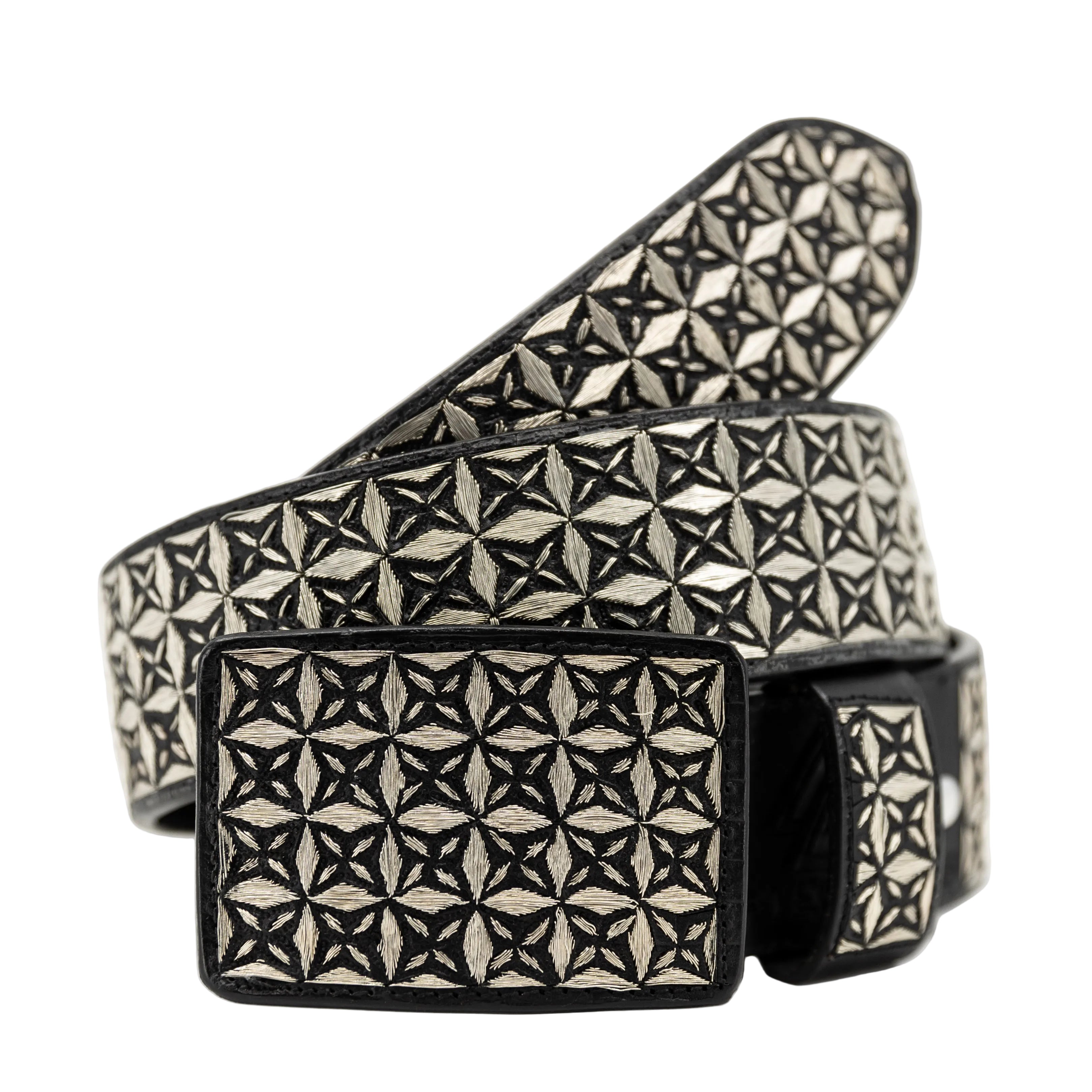 Cinto de Hilo de Plata- Galaxy — handcrafted leather belt by Cuadra Piedreros