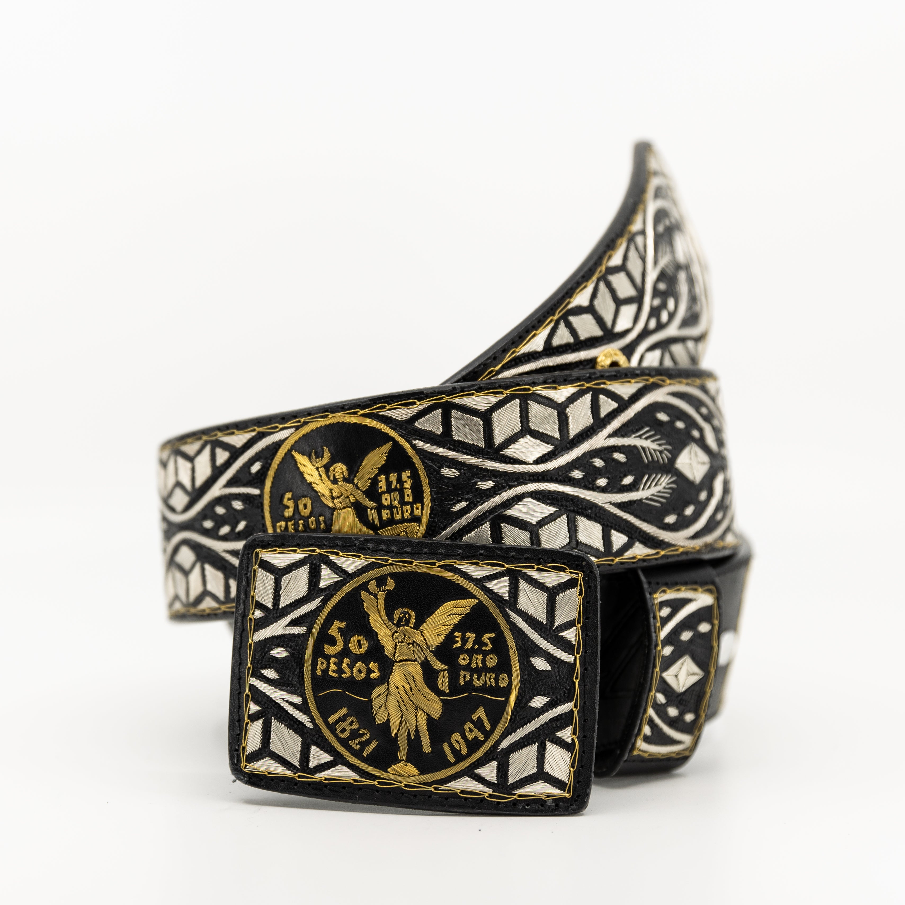 Cinto de Hilo de Plata- 50 pesos — handcrafted leather belt by Cuadra Piedreros