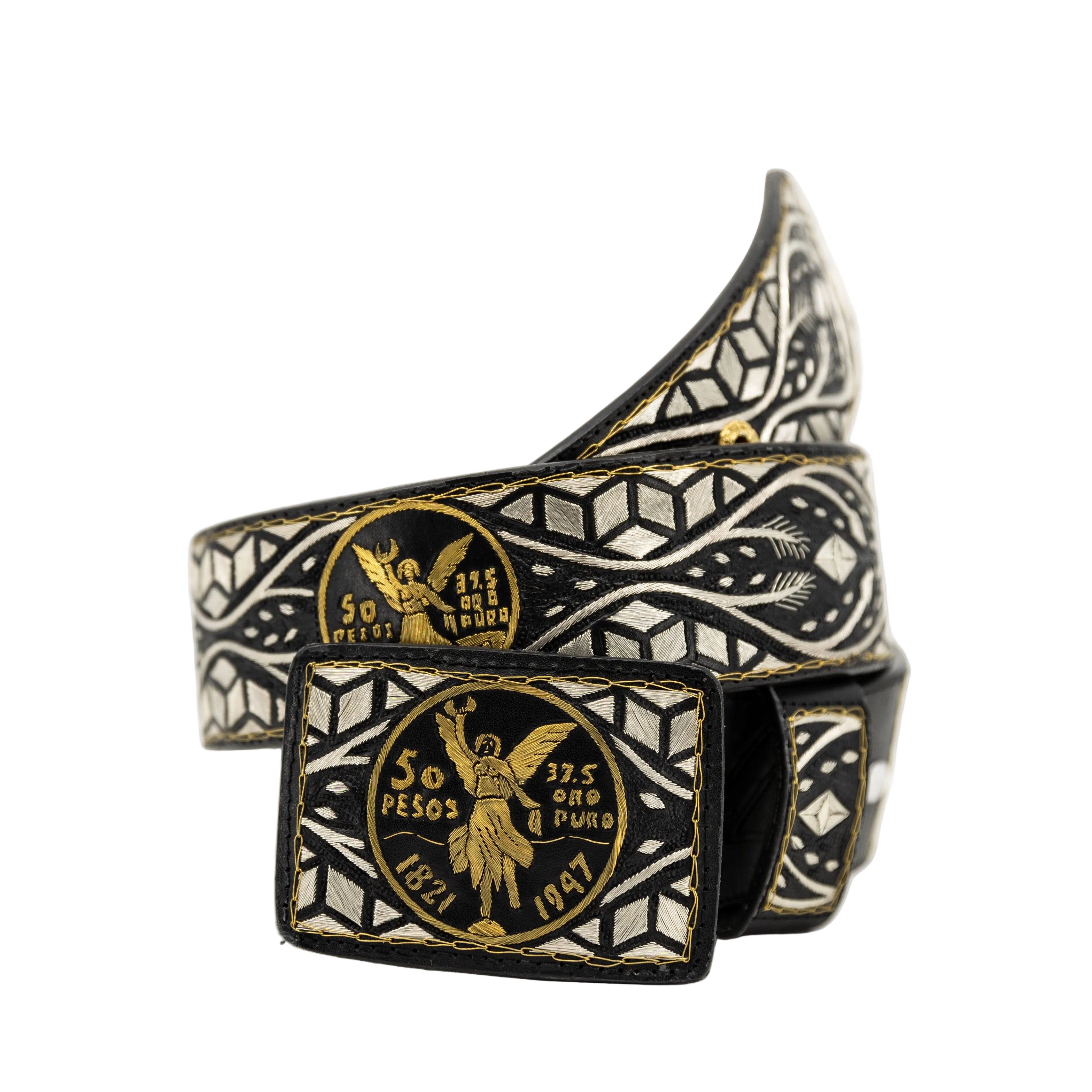 Cinto de Hilo de Plata- 50 pesos — handcrafted leather belt by Cuadra Piedreros
