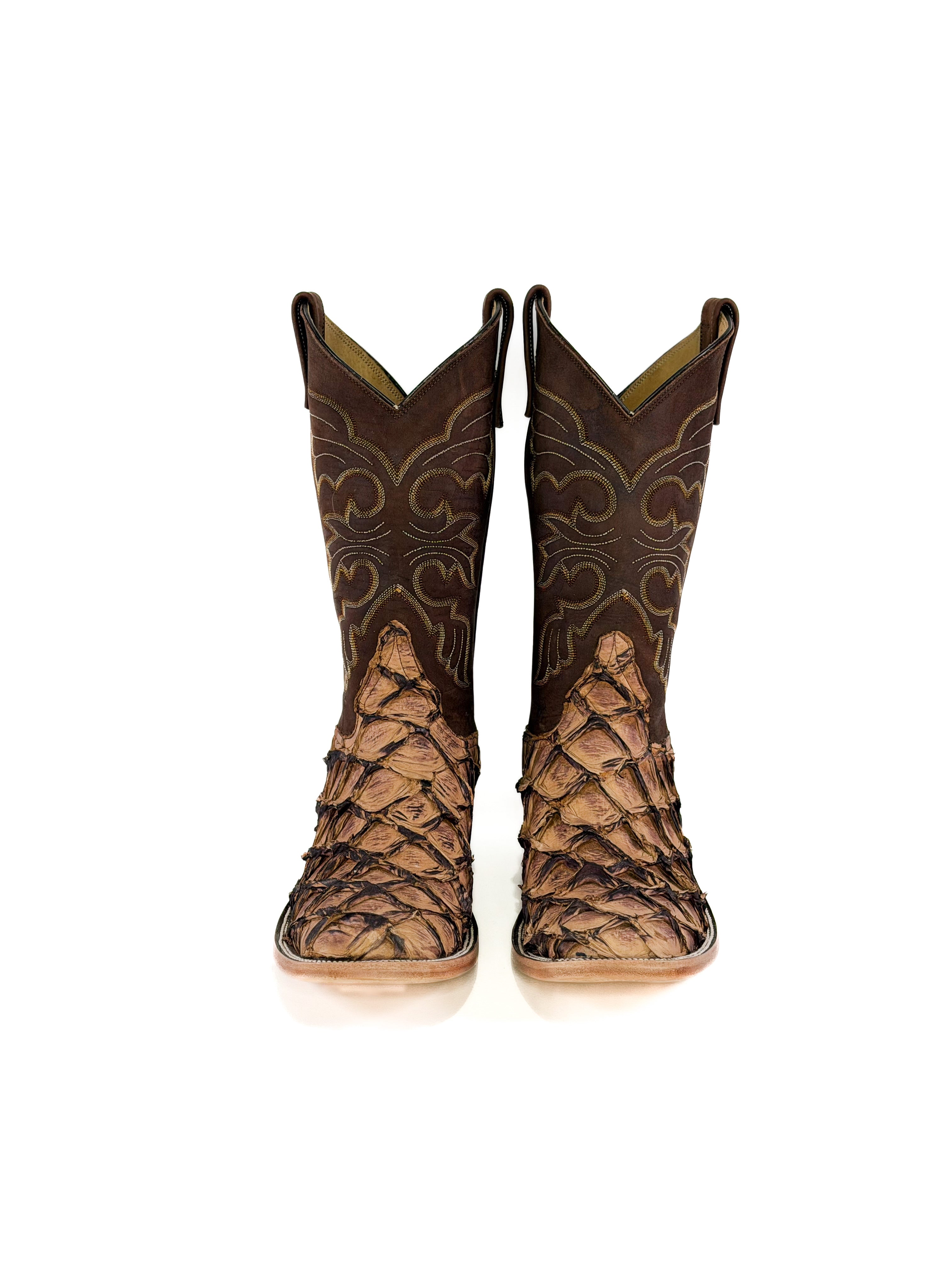 Pirarucu Fish-Terra Boots — side view of handmade pirarucu boots