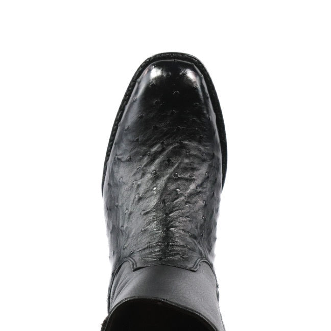 Ostrich Leather French Zipper Ankle Boots