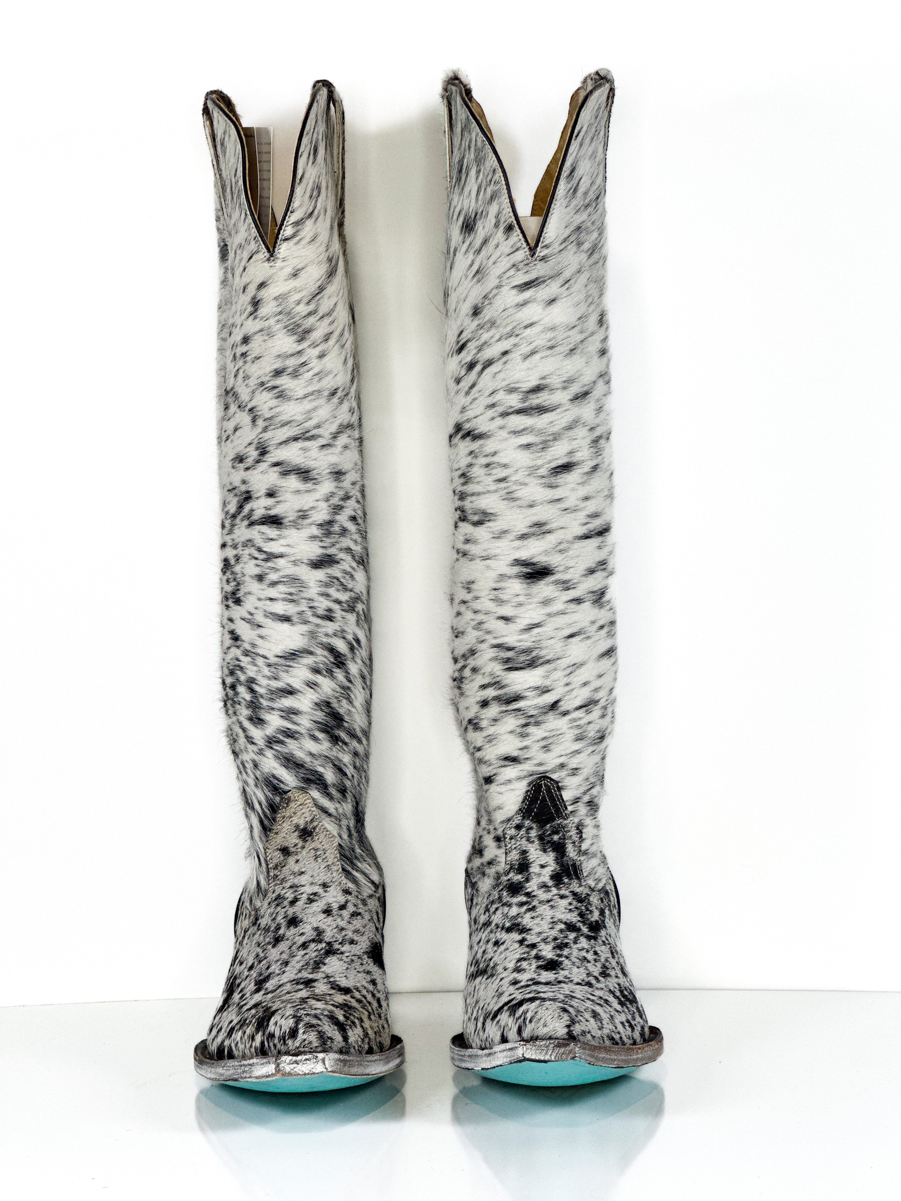 Azeri Cowhide Boot — profile view of handmade western boots