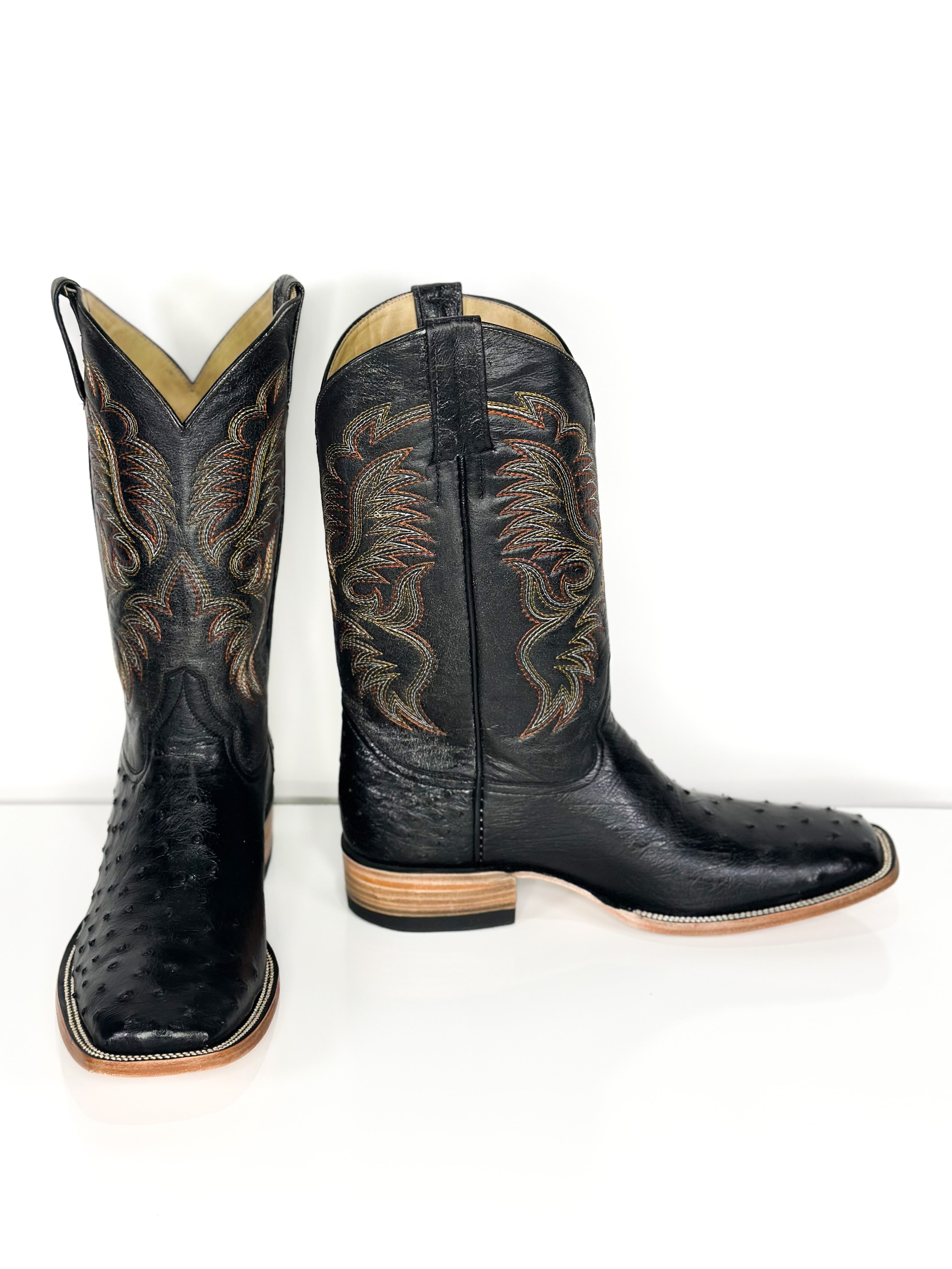 Ala Black Boot — detail shot of handmade western boots