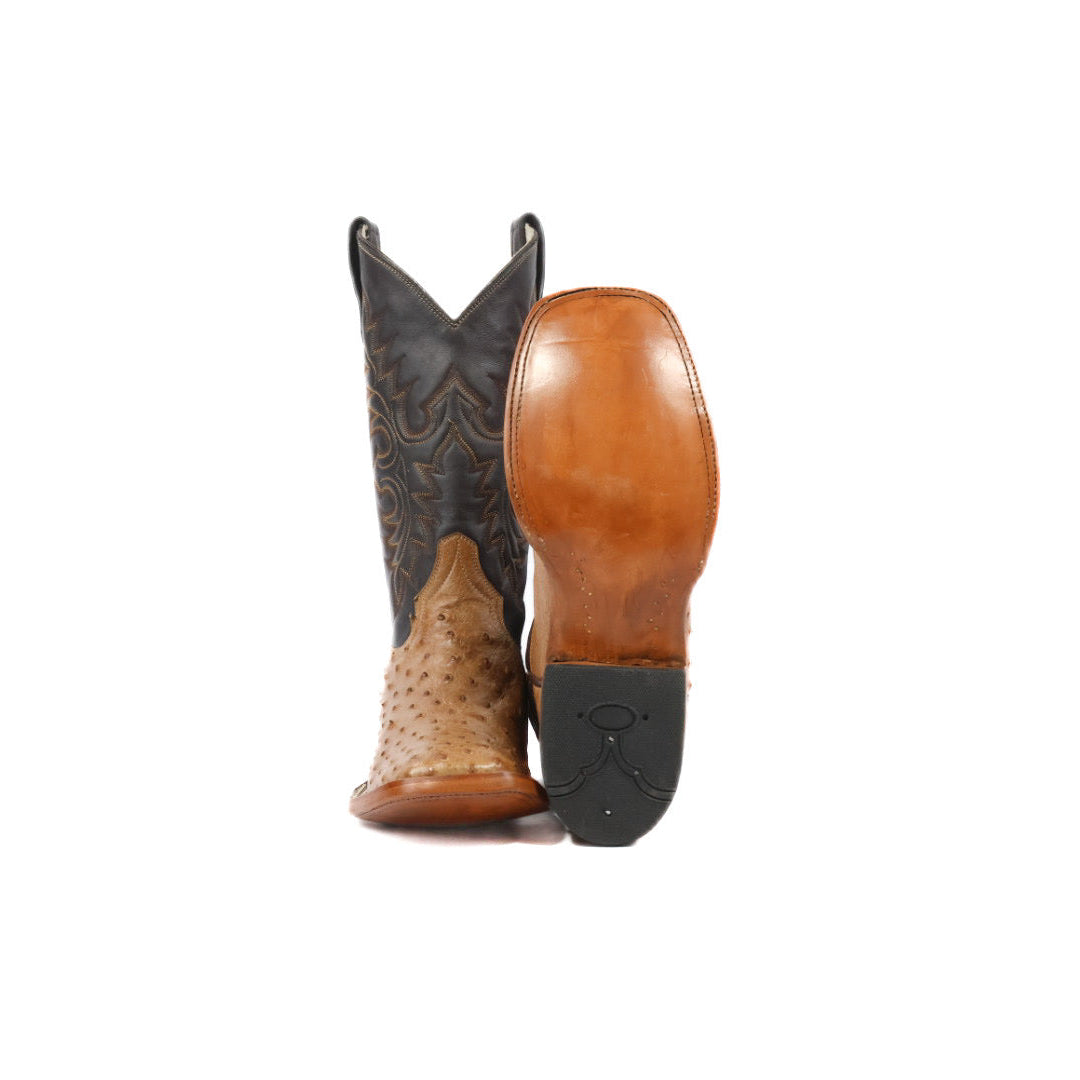 Mens Ostrich Boot Squared Toe