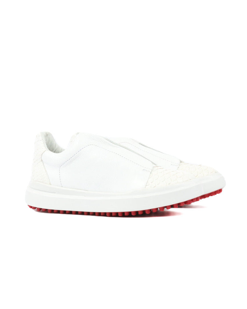Mens Python Leather Elastic Strap Sneaker