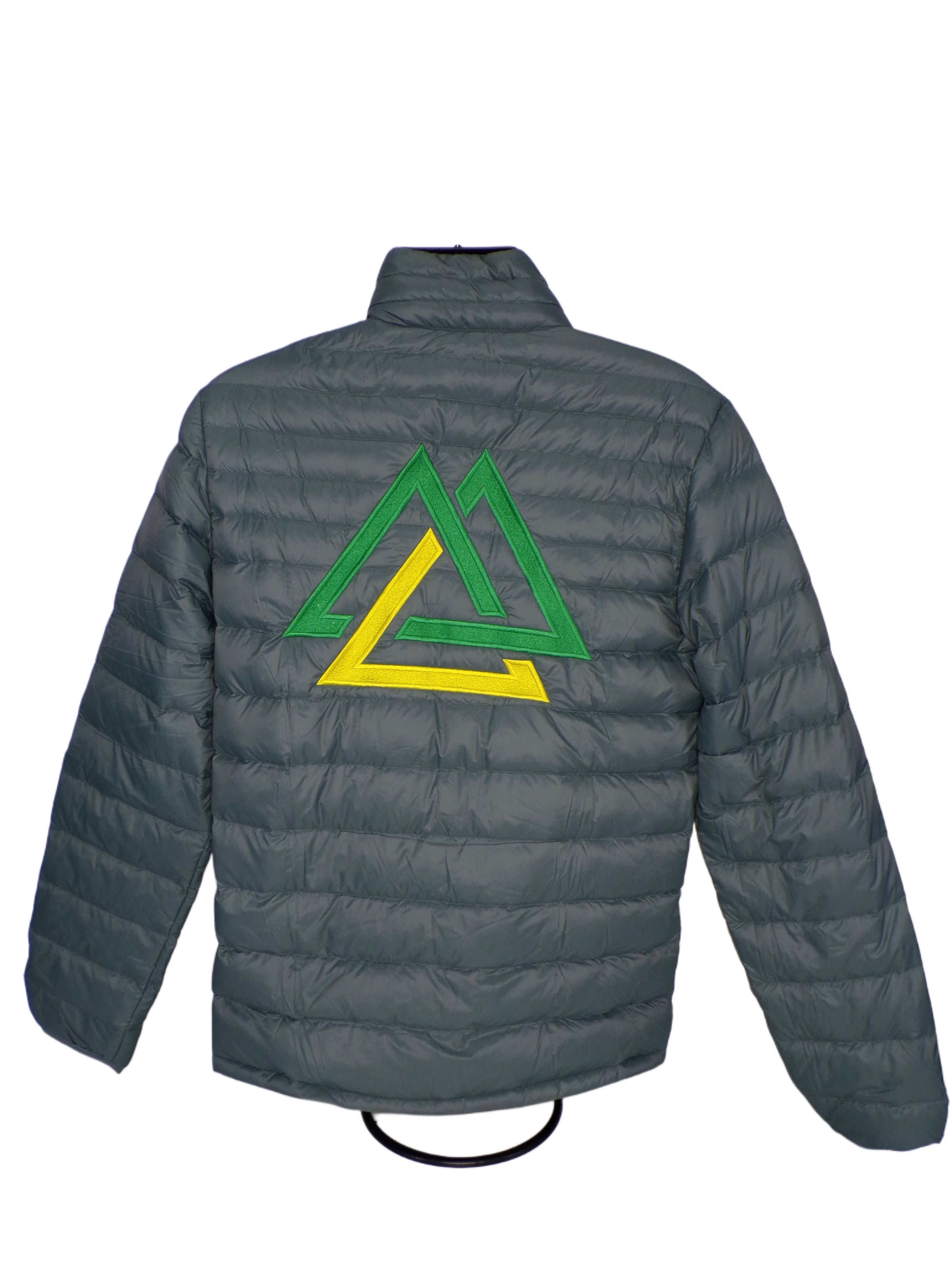 Mens Puffer Logo Jacket — angled view