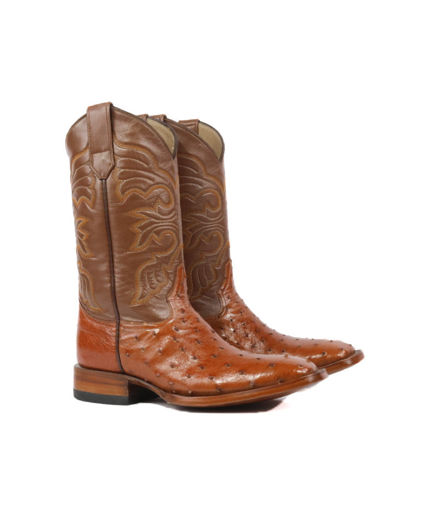 Mens Ostrich Boot Squared Toe