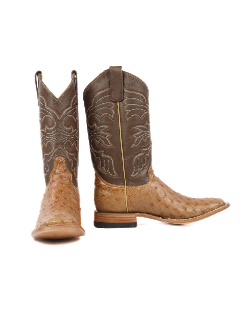 Mens Ostrich Boot Squared Toe