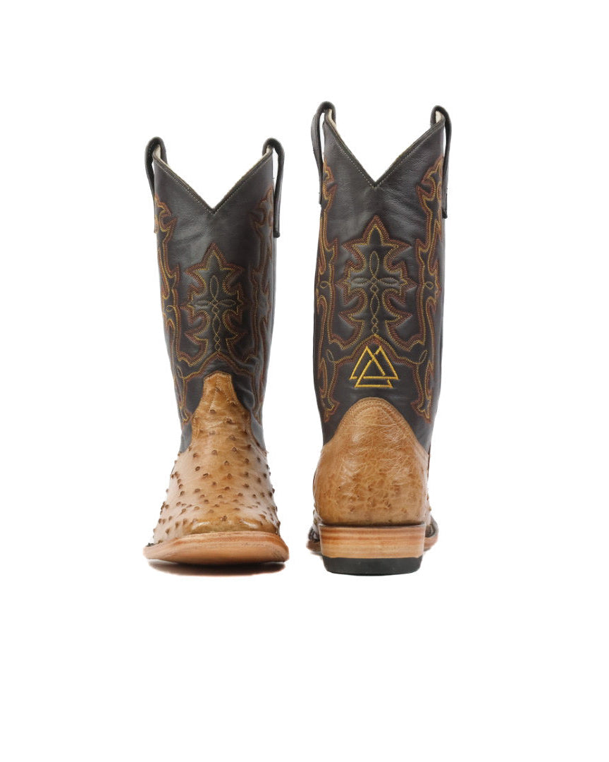 Mens Ostrich Boot Squared Toe