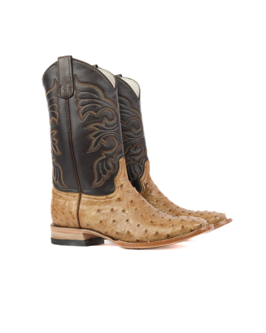 Mens Ostrich Boot Squared Toe